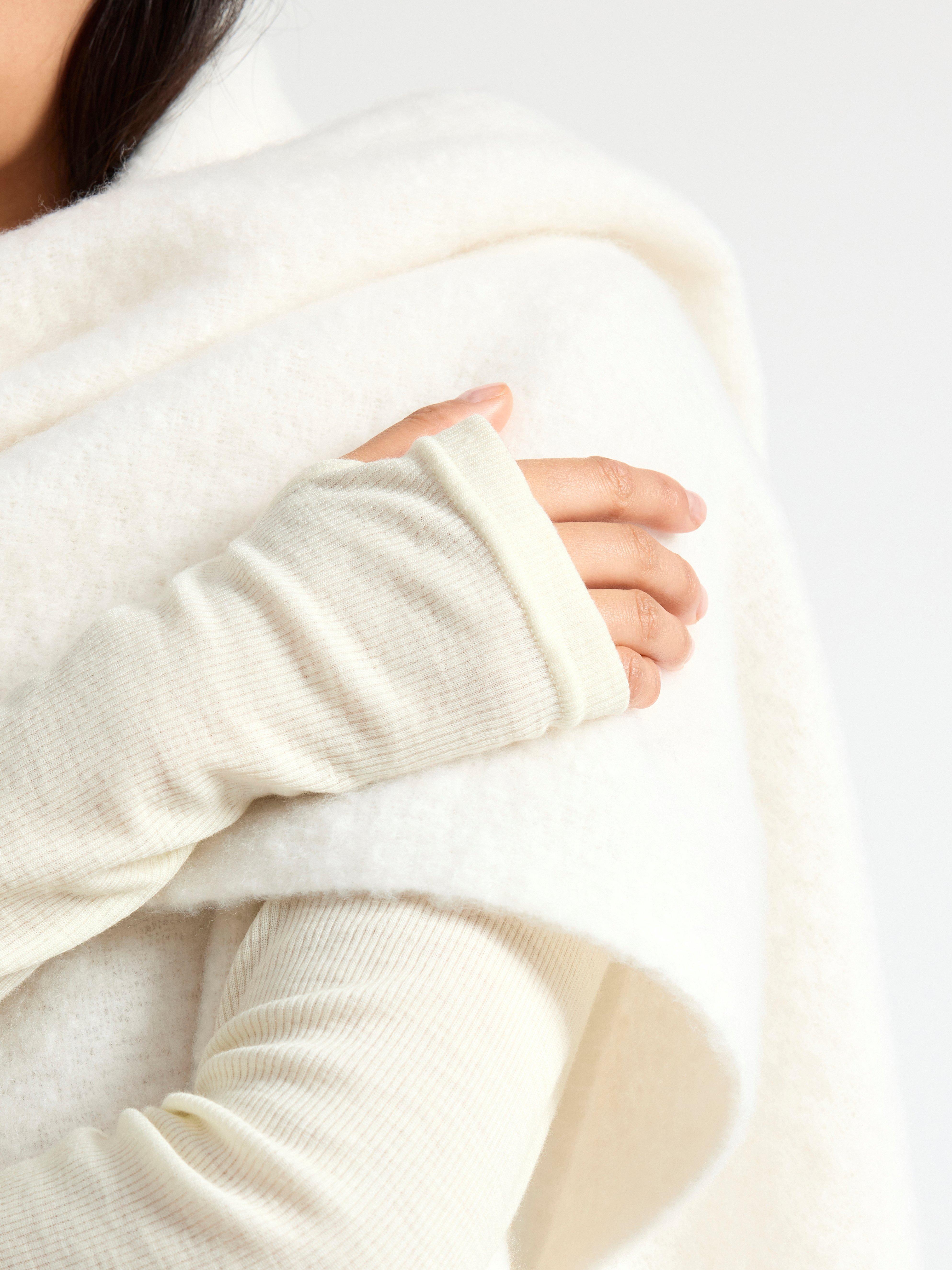 Ribbed top in merino wool Light Dusty White