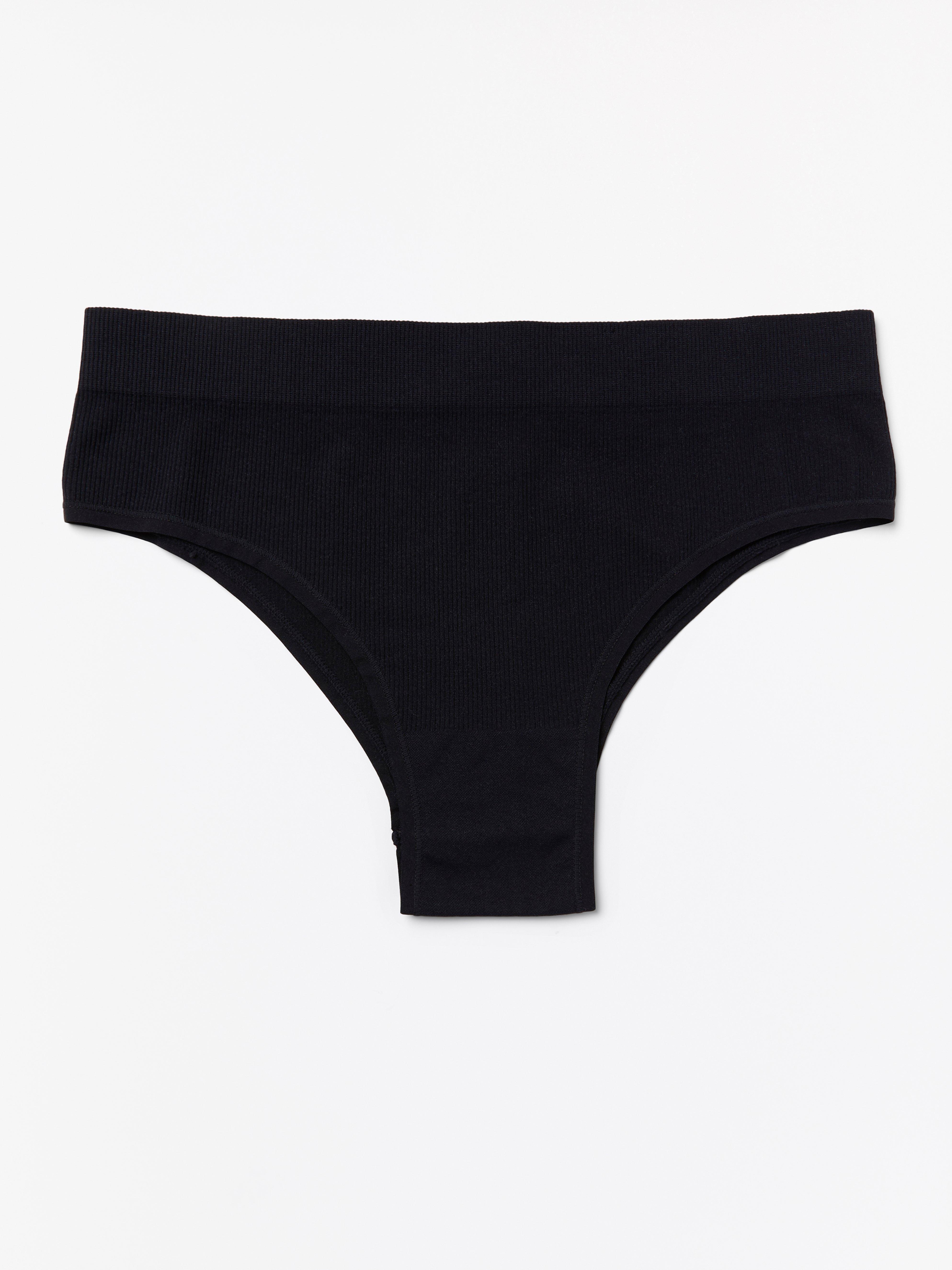 Brazilian high ribbed seamless briefs Black