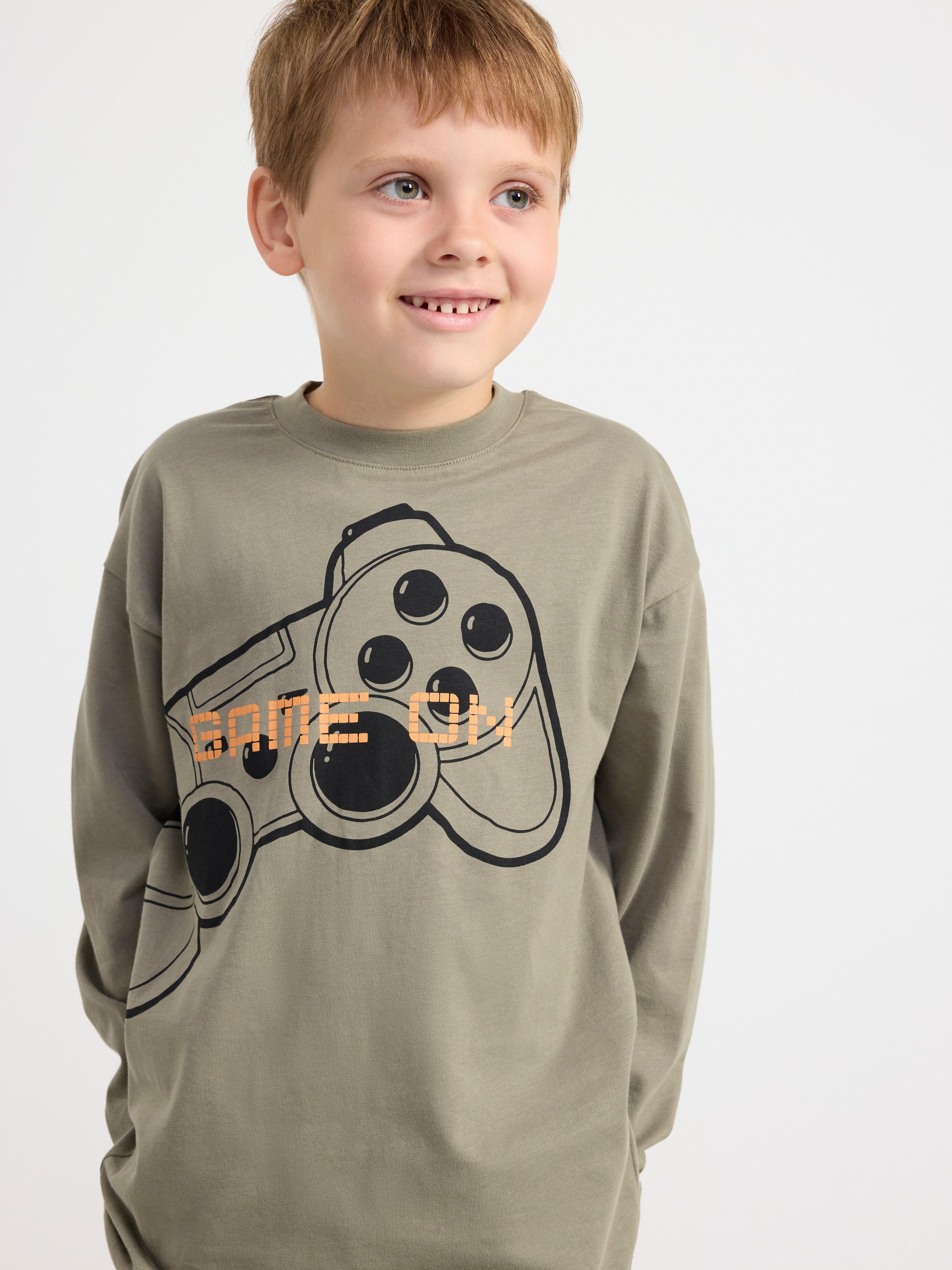 Top with print Light Dusty Khaki