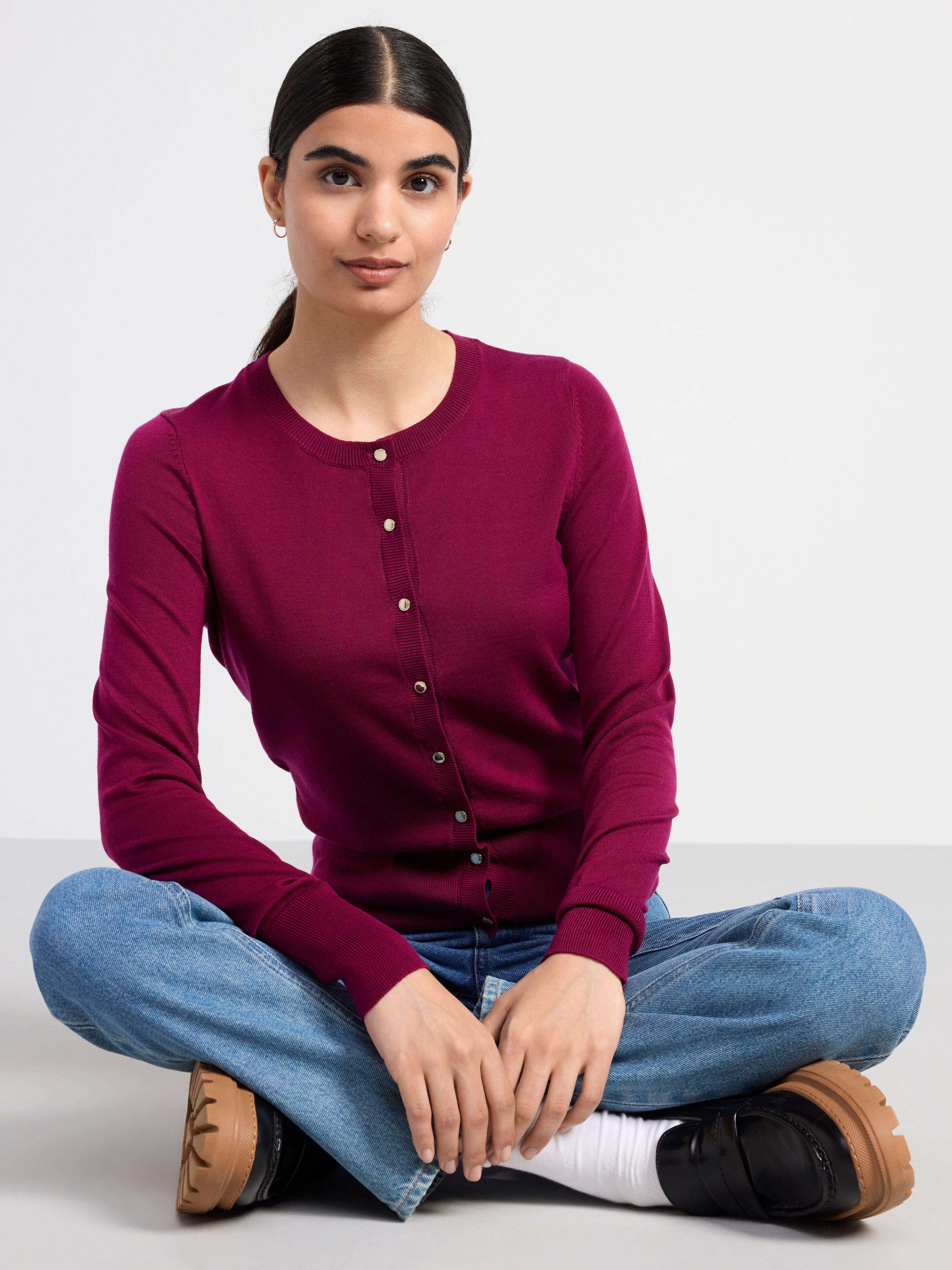 Fine-knit cardigan Dark Red