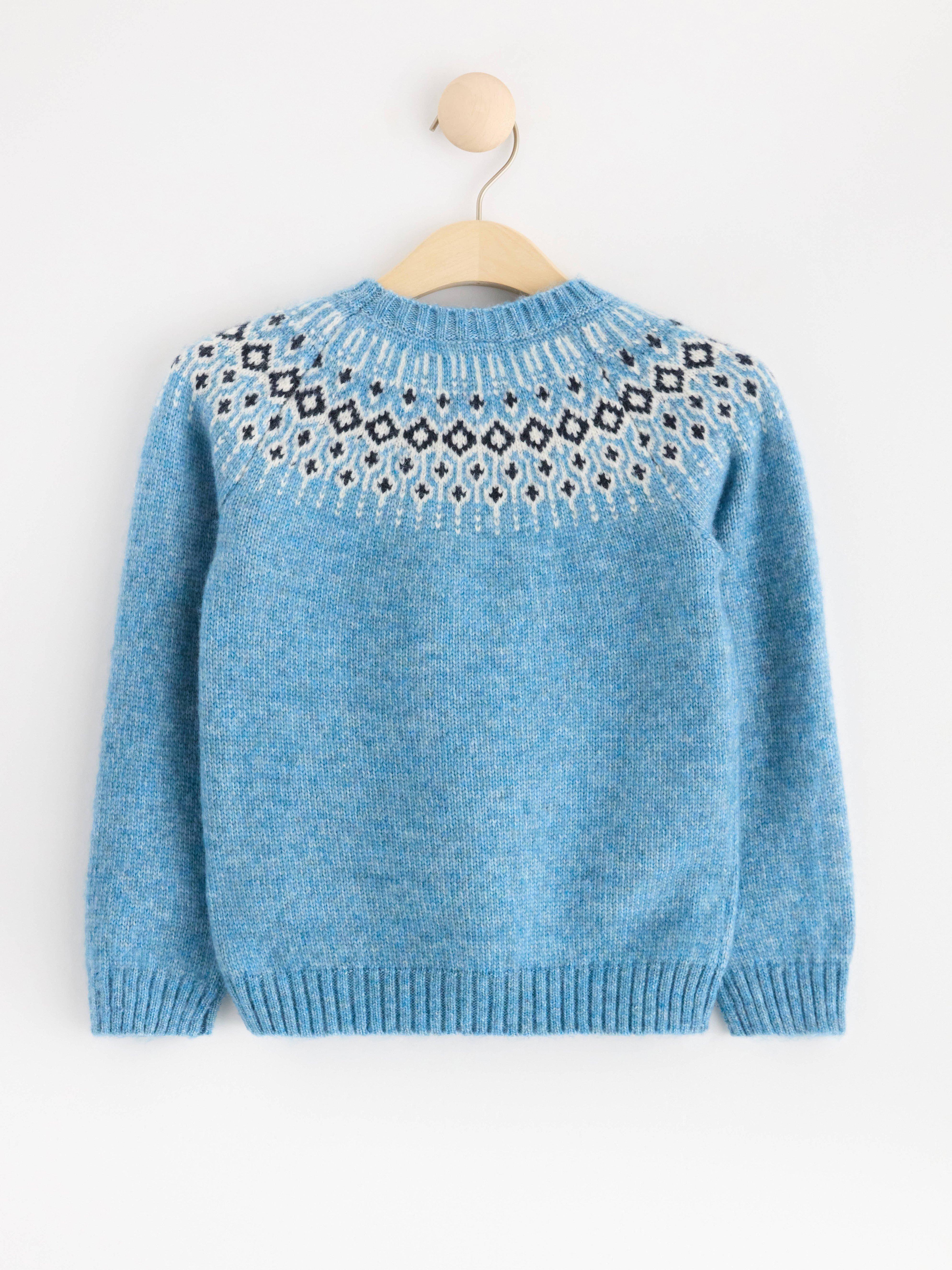Knitted fair Isle jumper Light Dusty Blue