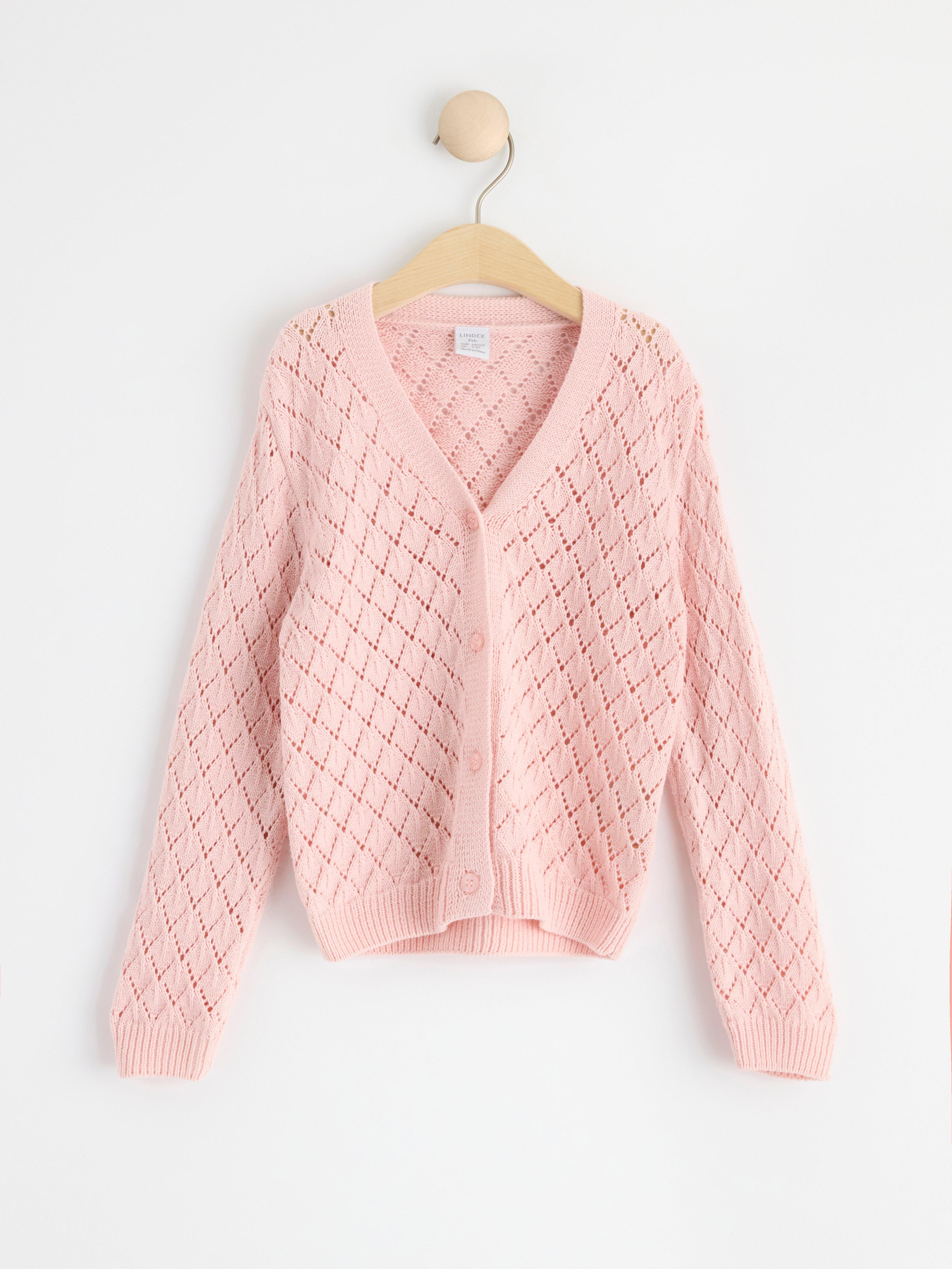 Pattern knitted cardigan Light Dusty Pink