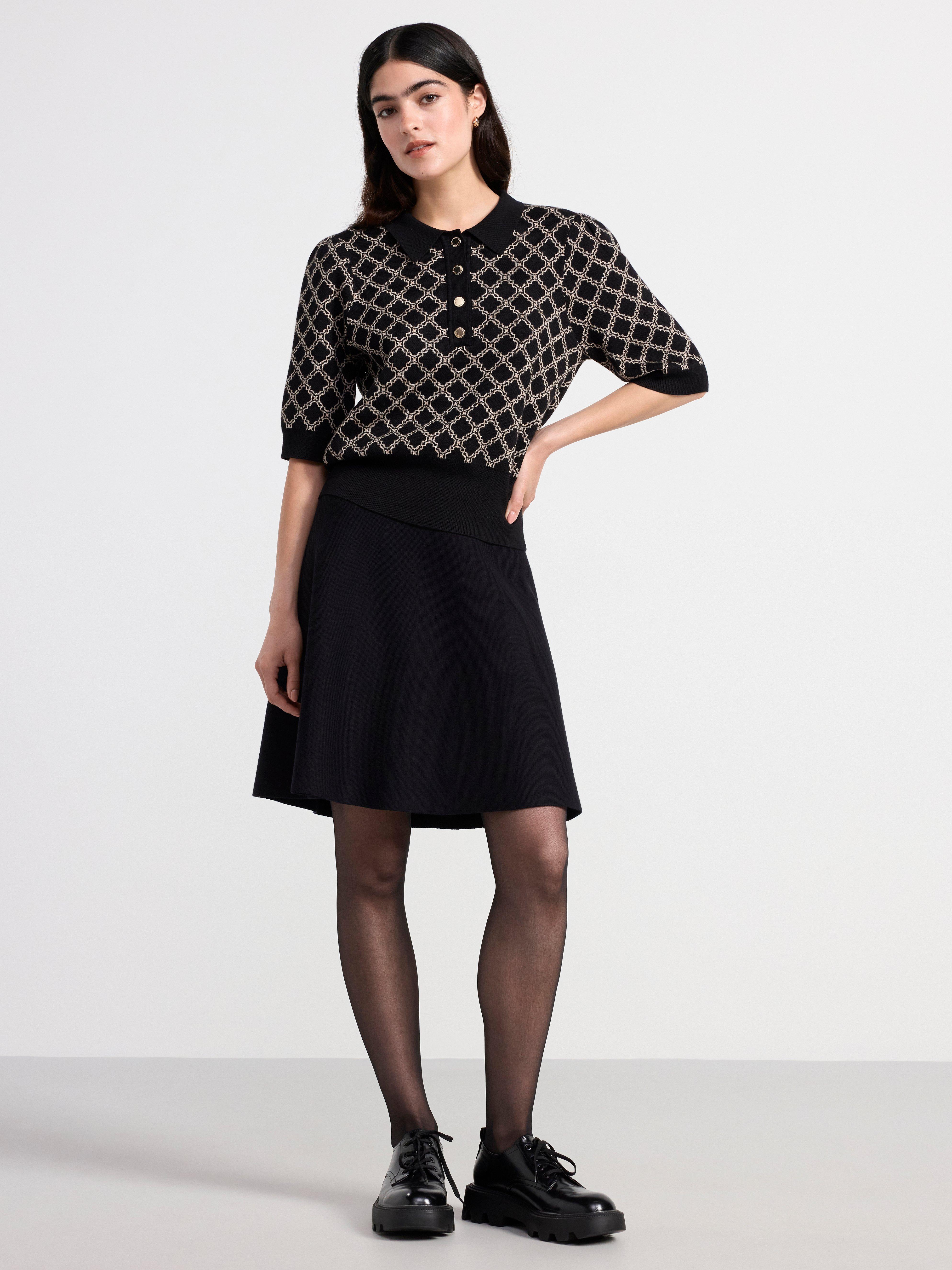 Short sleeve knitted jumper Black