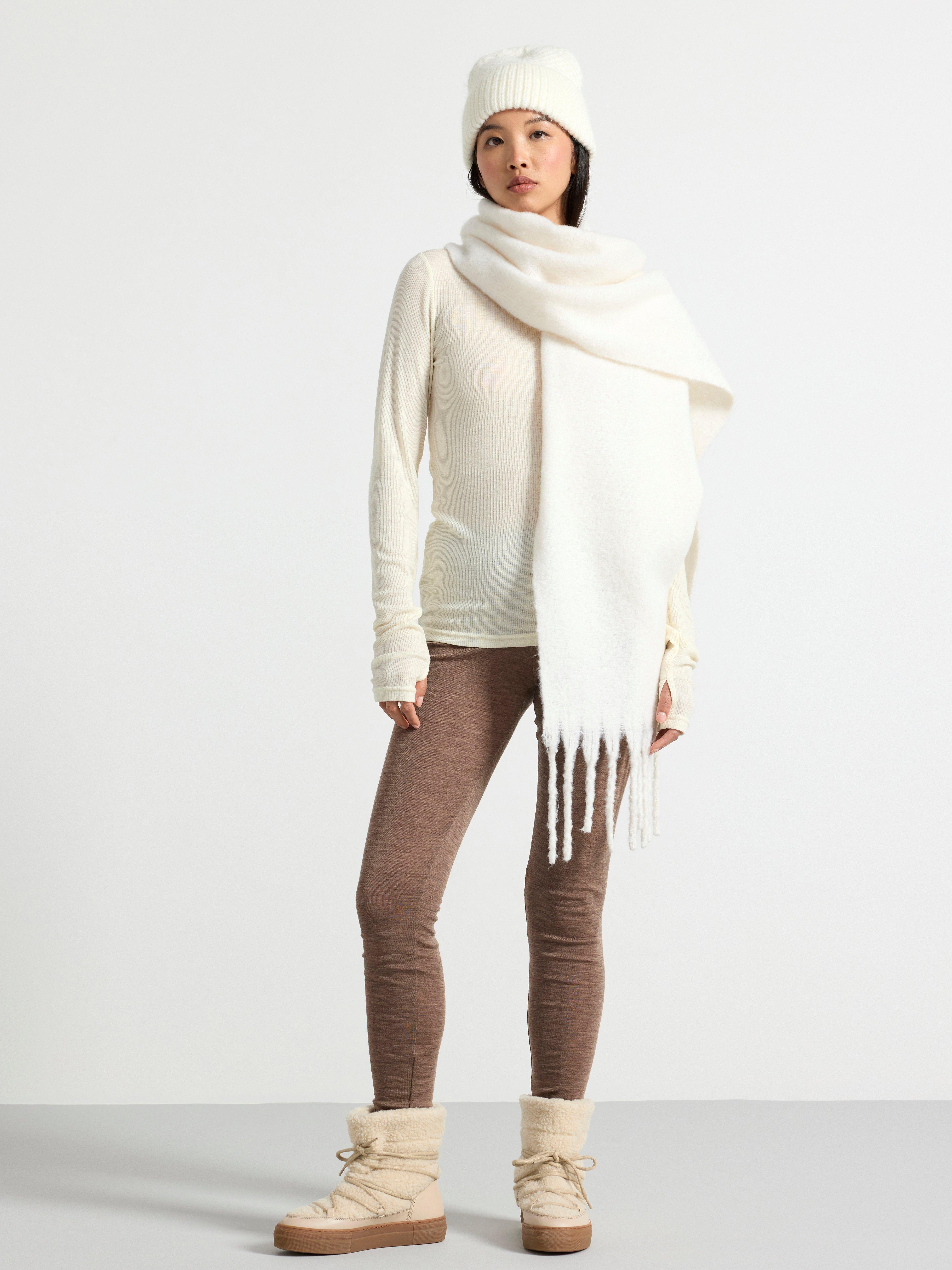 Ribbed top in merino wool Light Dusty White