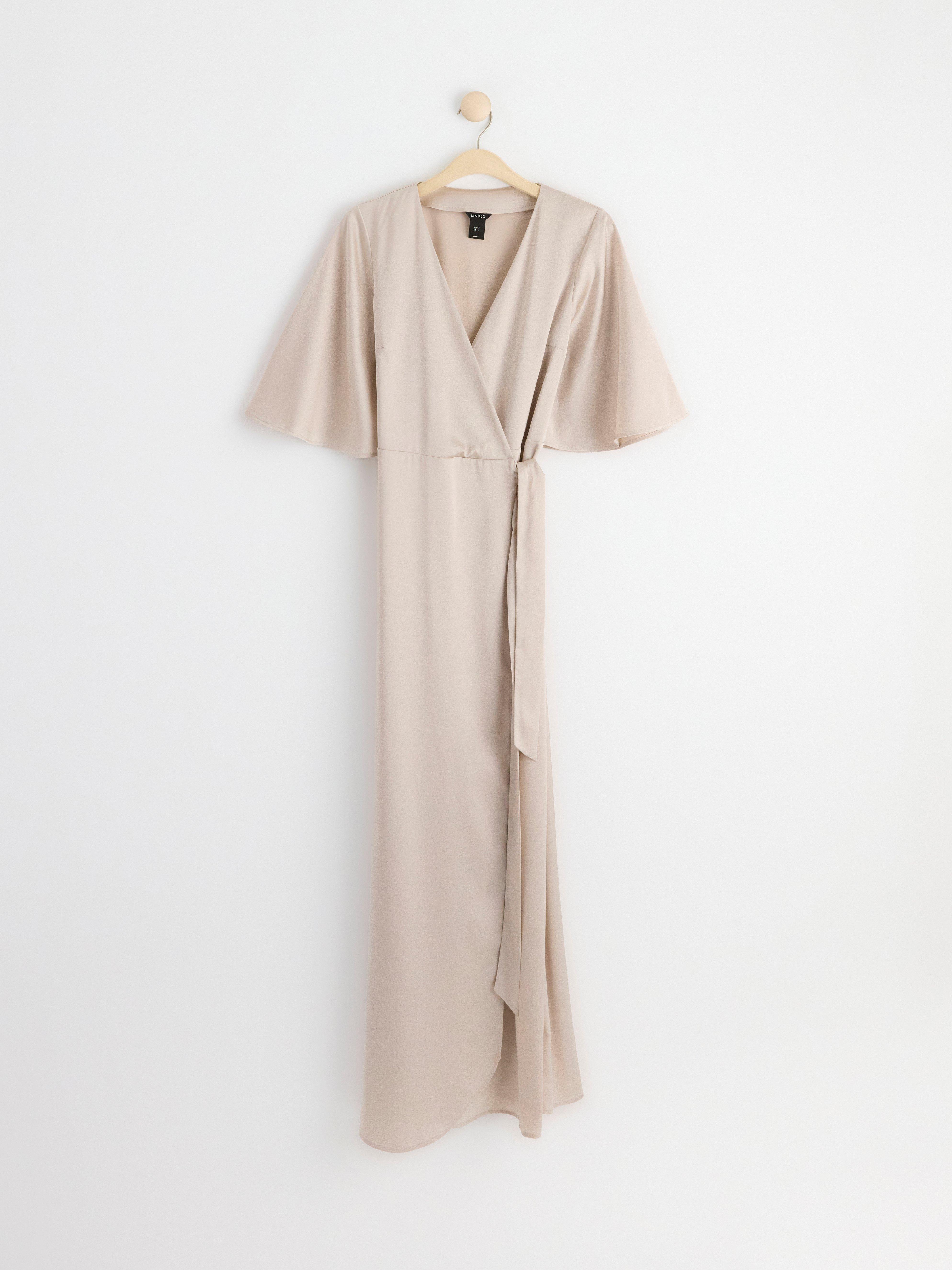 Satin wrap dress Light Dusty Grey
