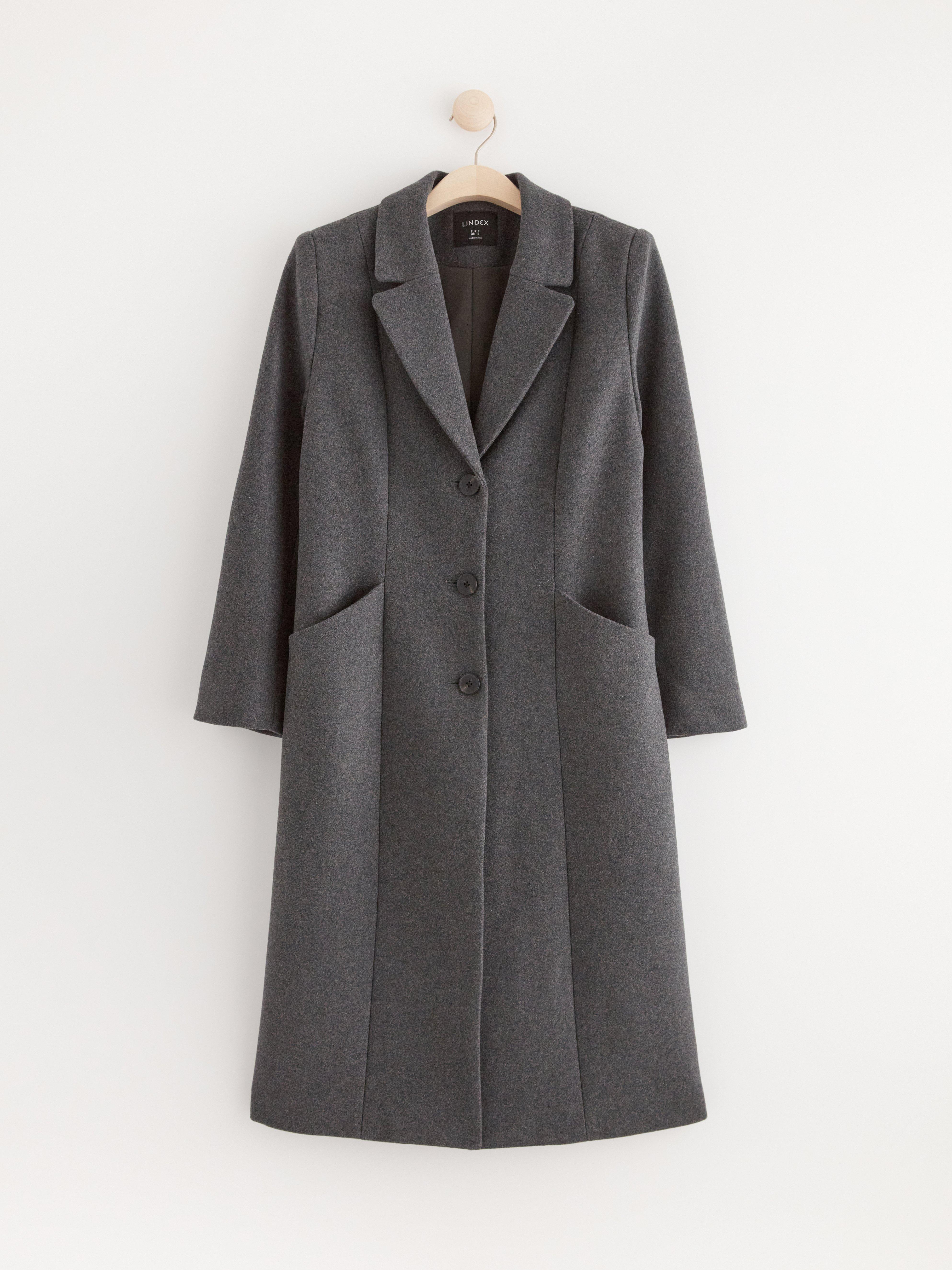 Coat in wool blend Dark Grey Melange