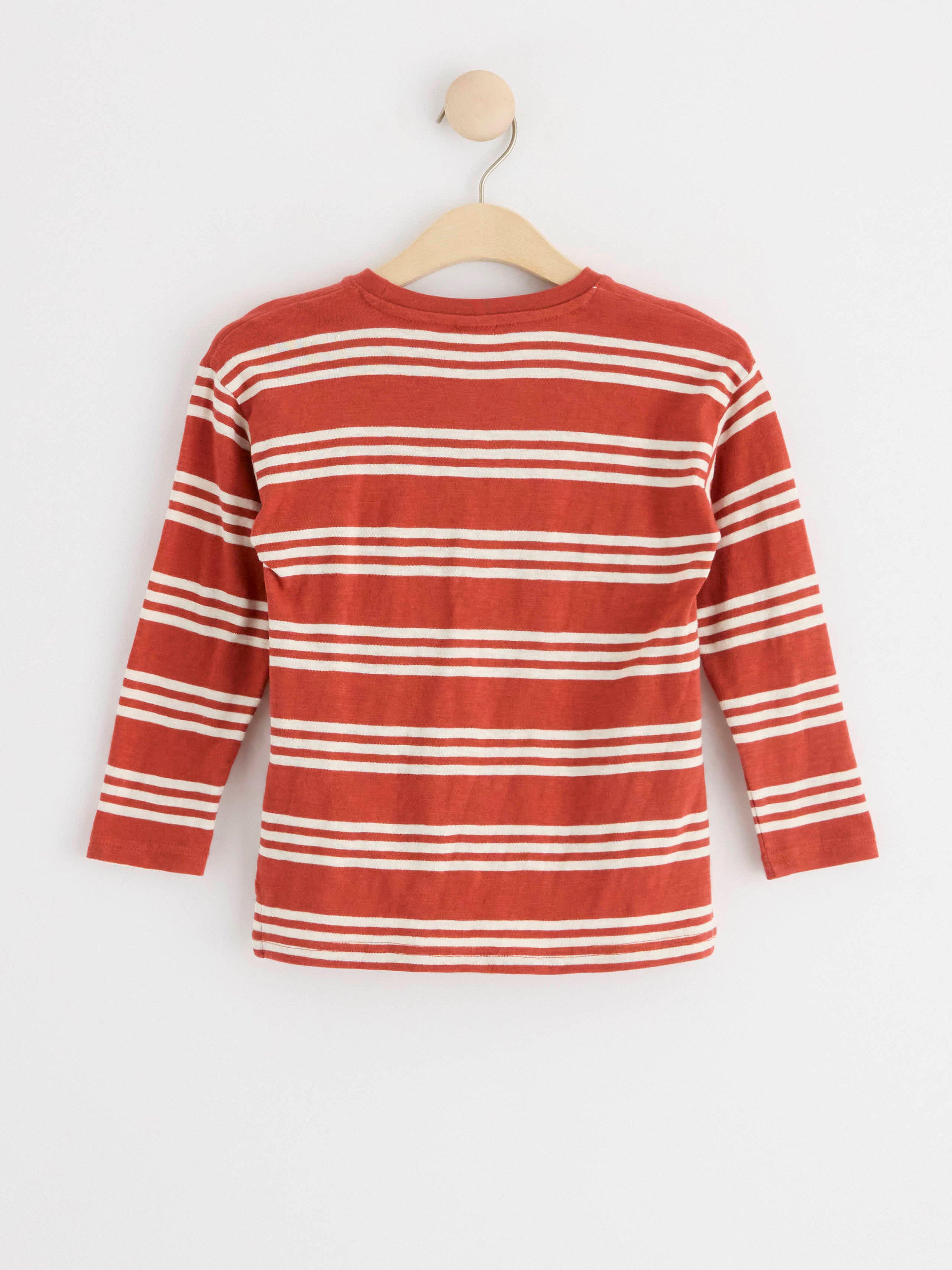 Long sleeve top with stripes Dark Dusty Red