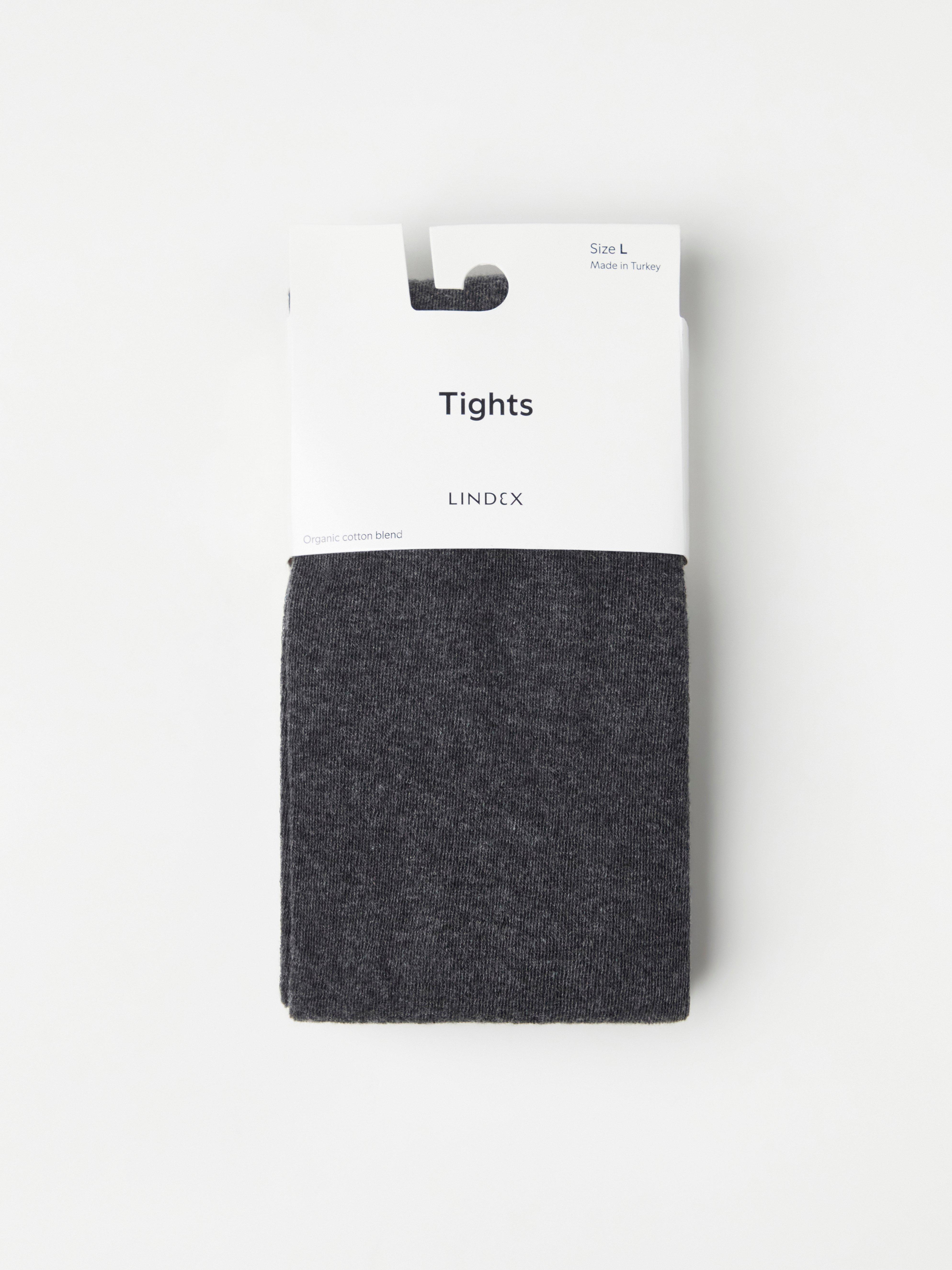 Knitted cotton blend tights Stone Grey Melange