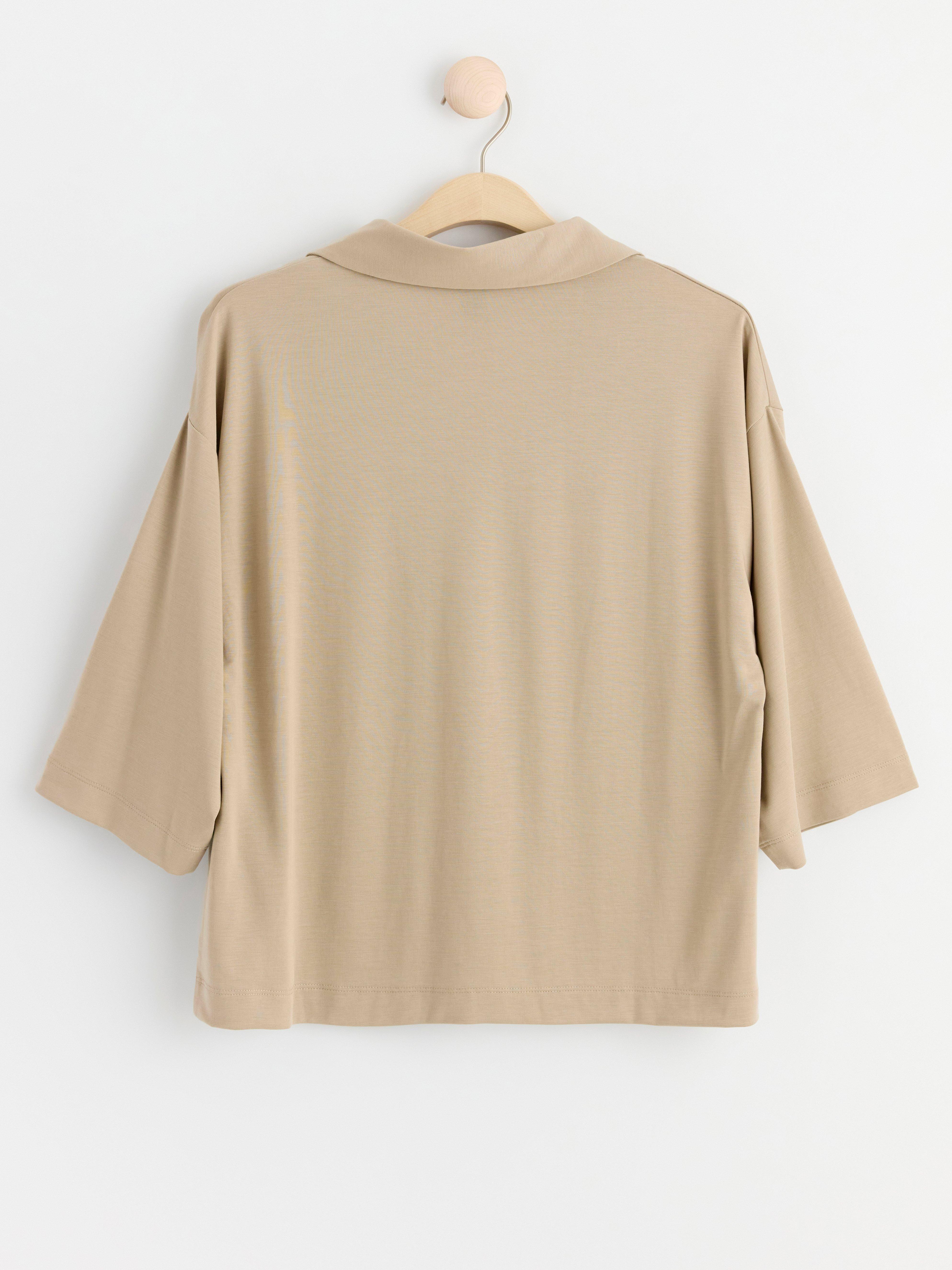 Short sleeve v-neck top Dusty Beige