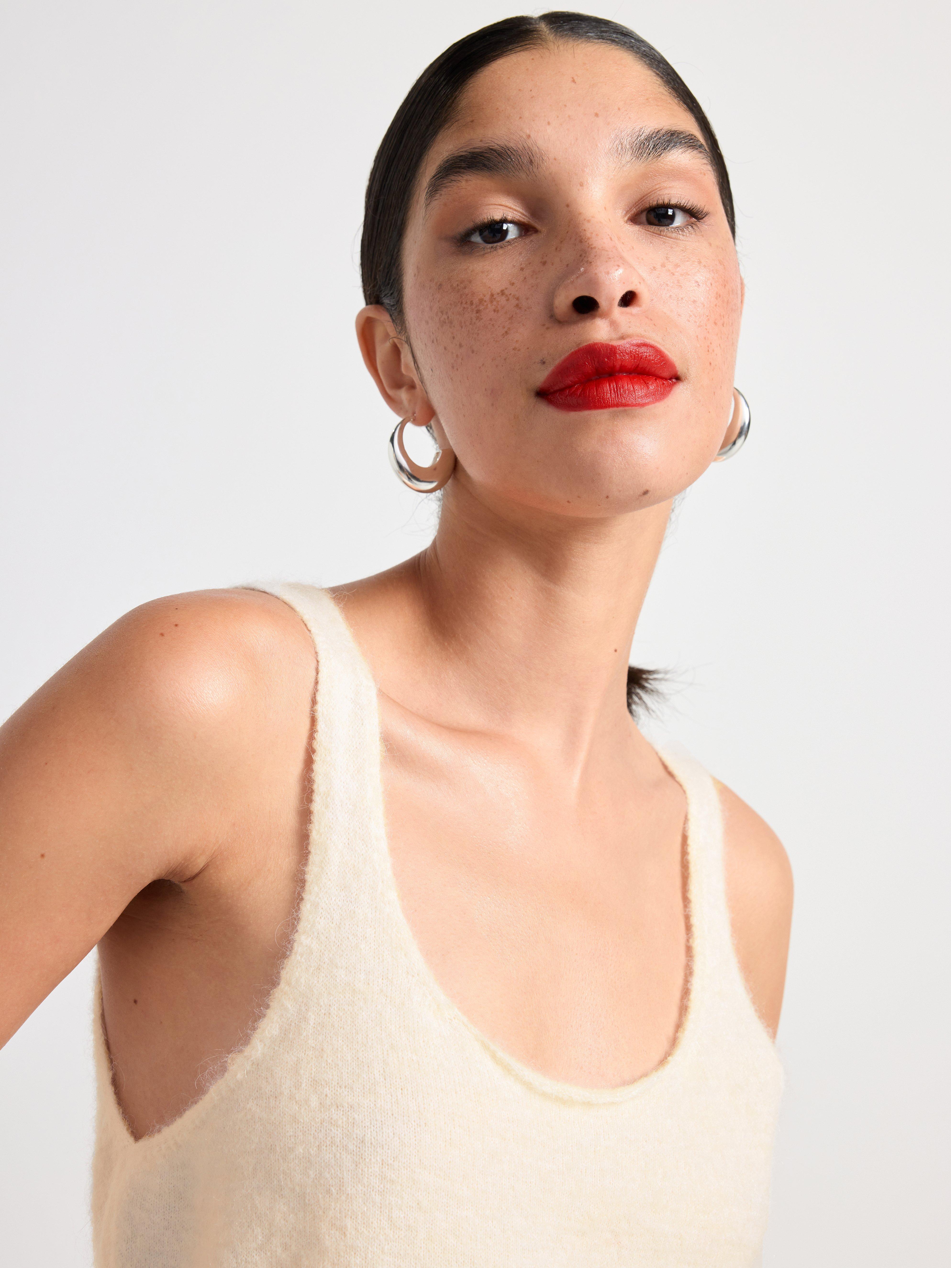 Knitted camisole in wool blend Off White