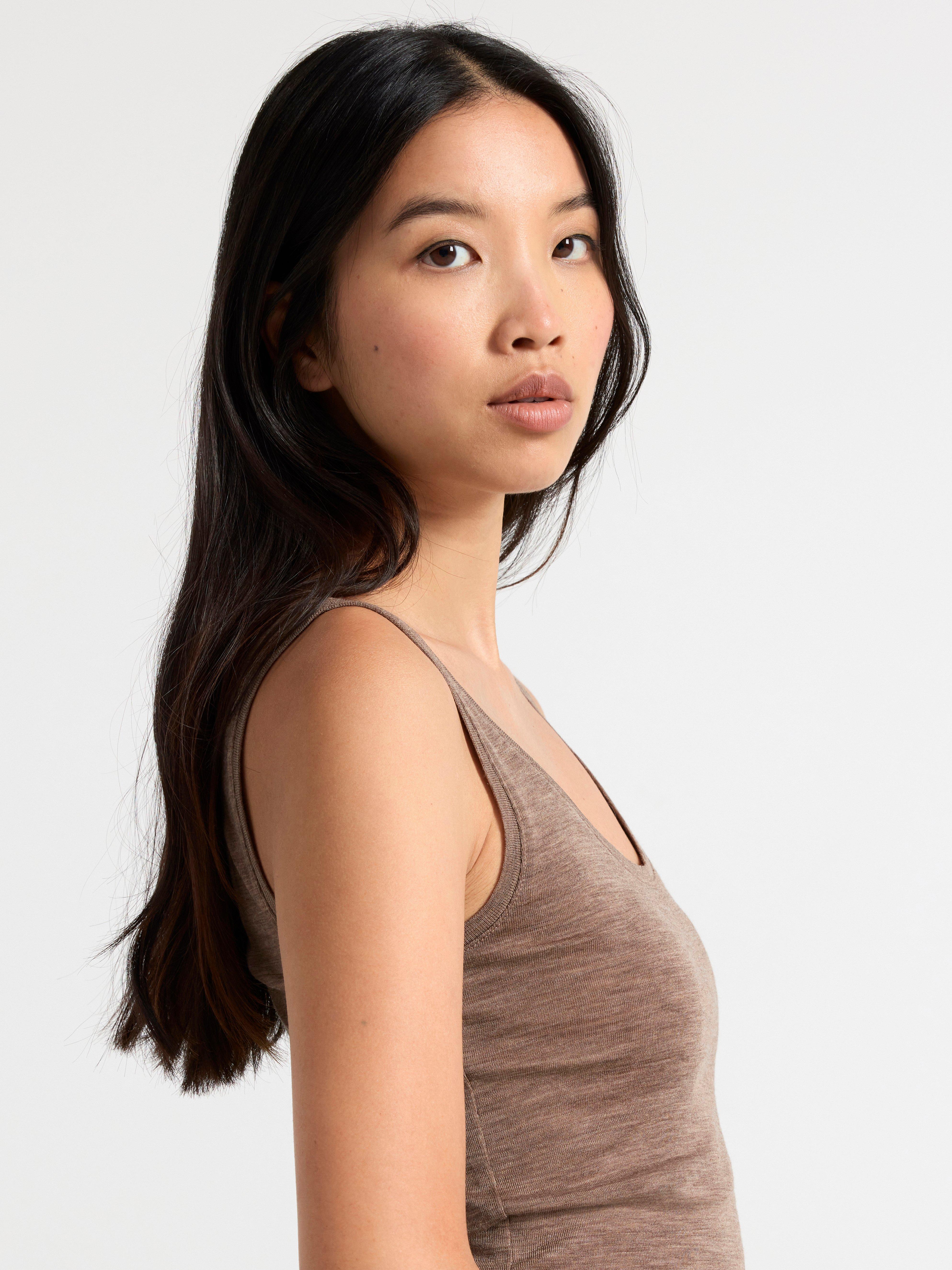 Tank top in merino wool Brown melange