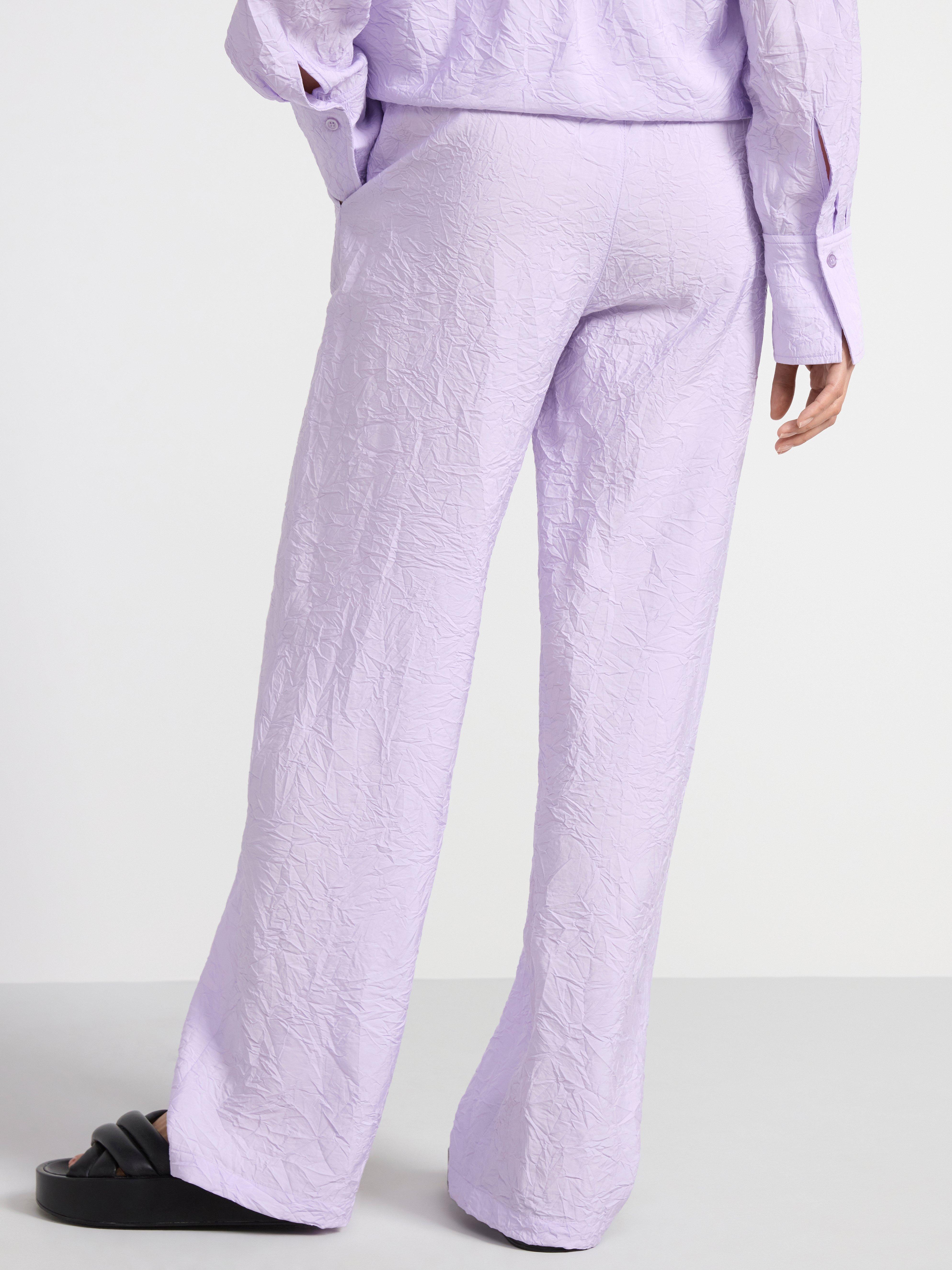 BELLA Straight crinkled trousers Light Lilac