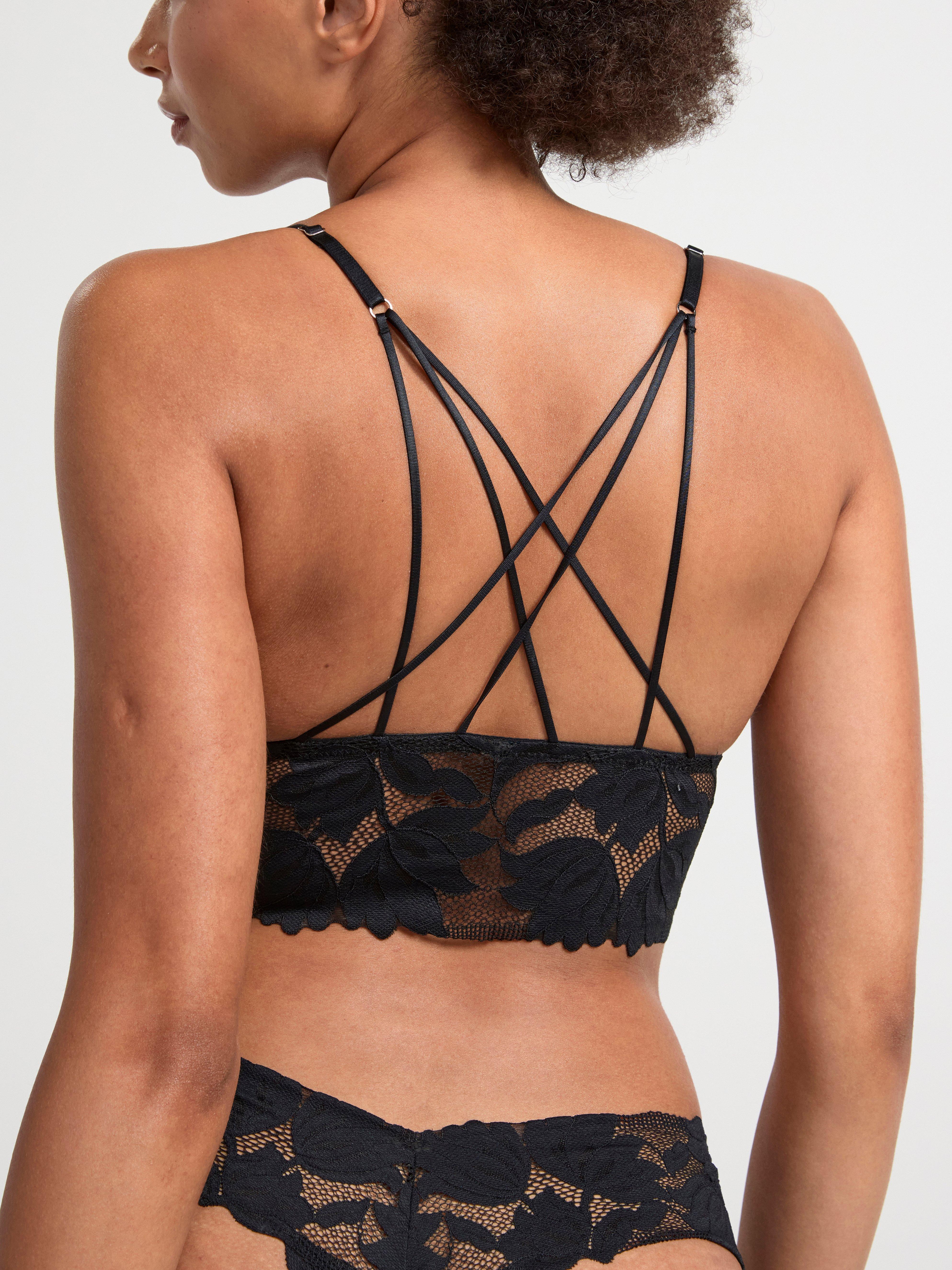Unpadded bralette with lace Black