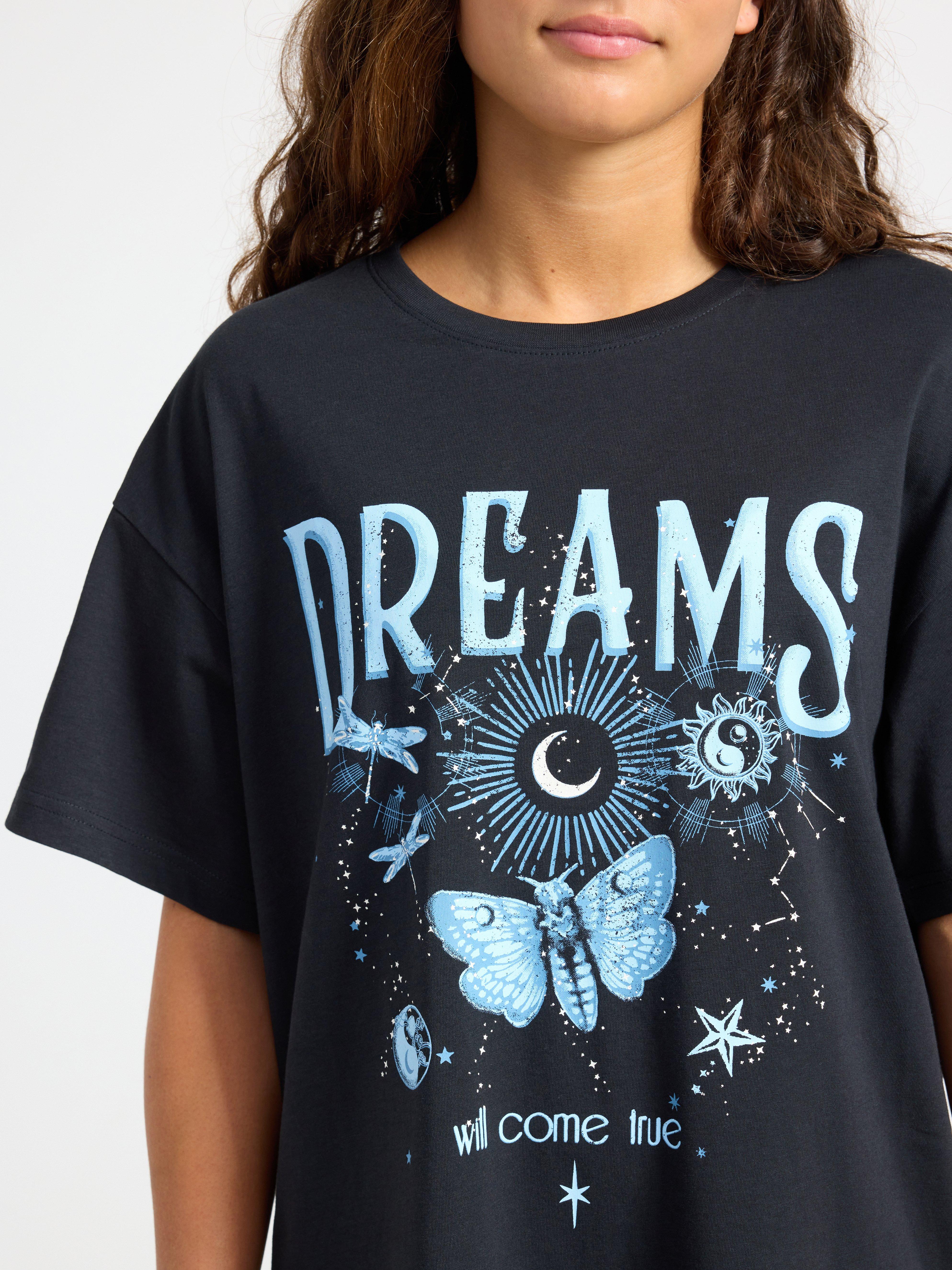 Night dress with print Off black