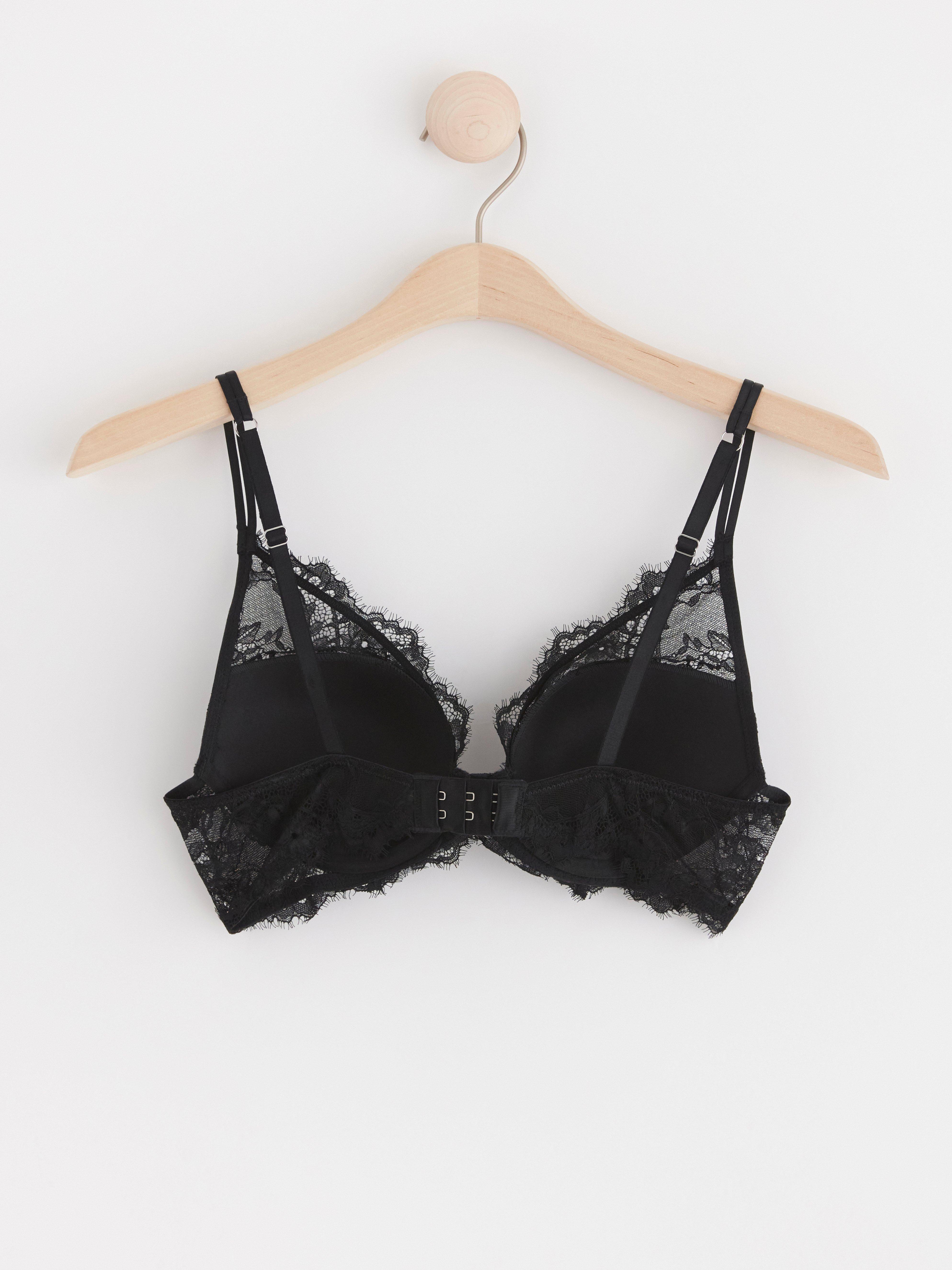 Peony push-up bra with lace Black