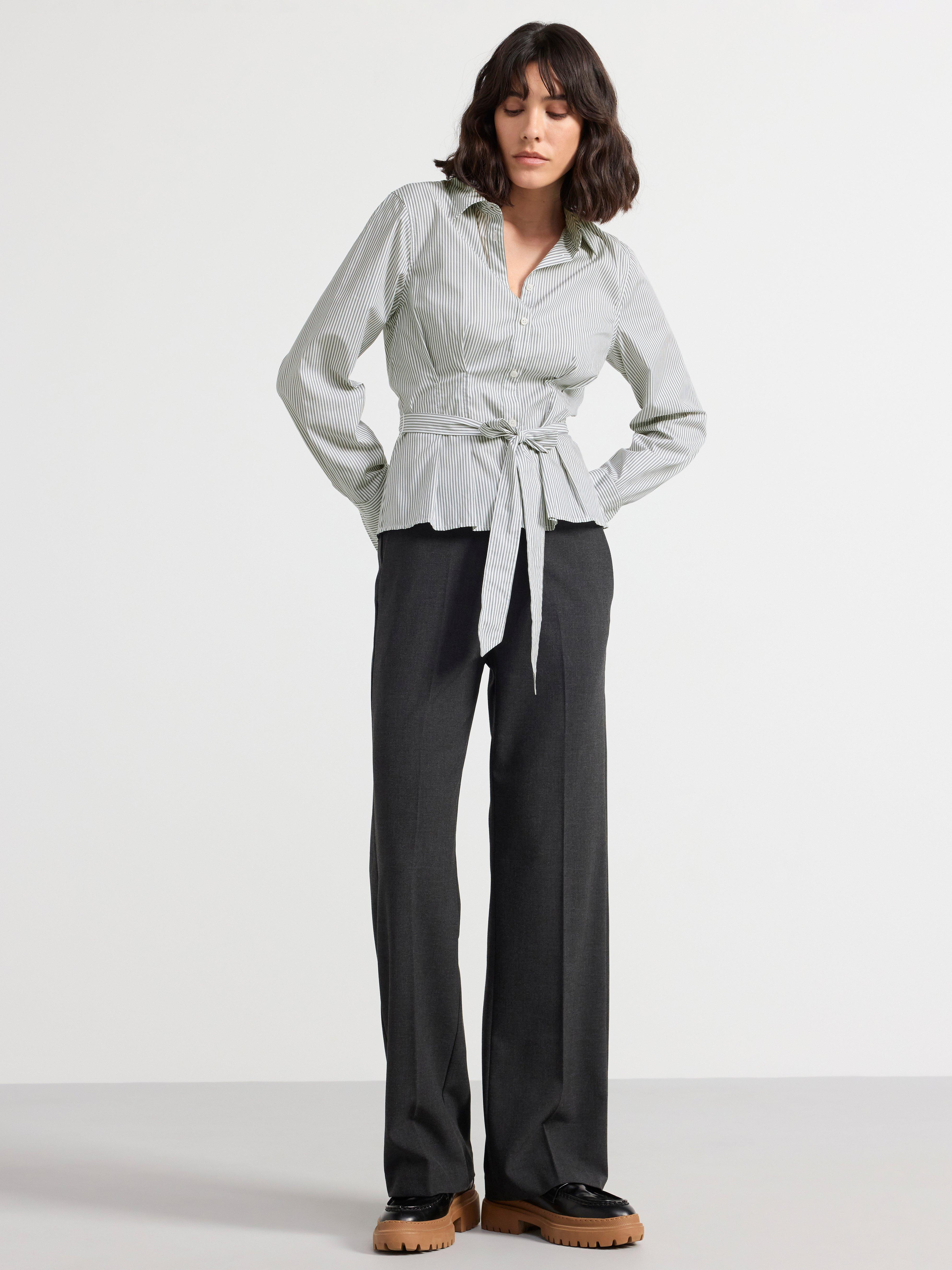 Blouse with stripes Grey