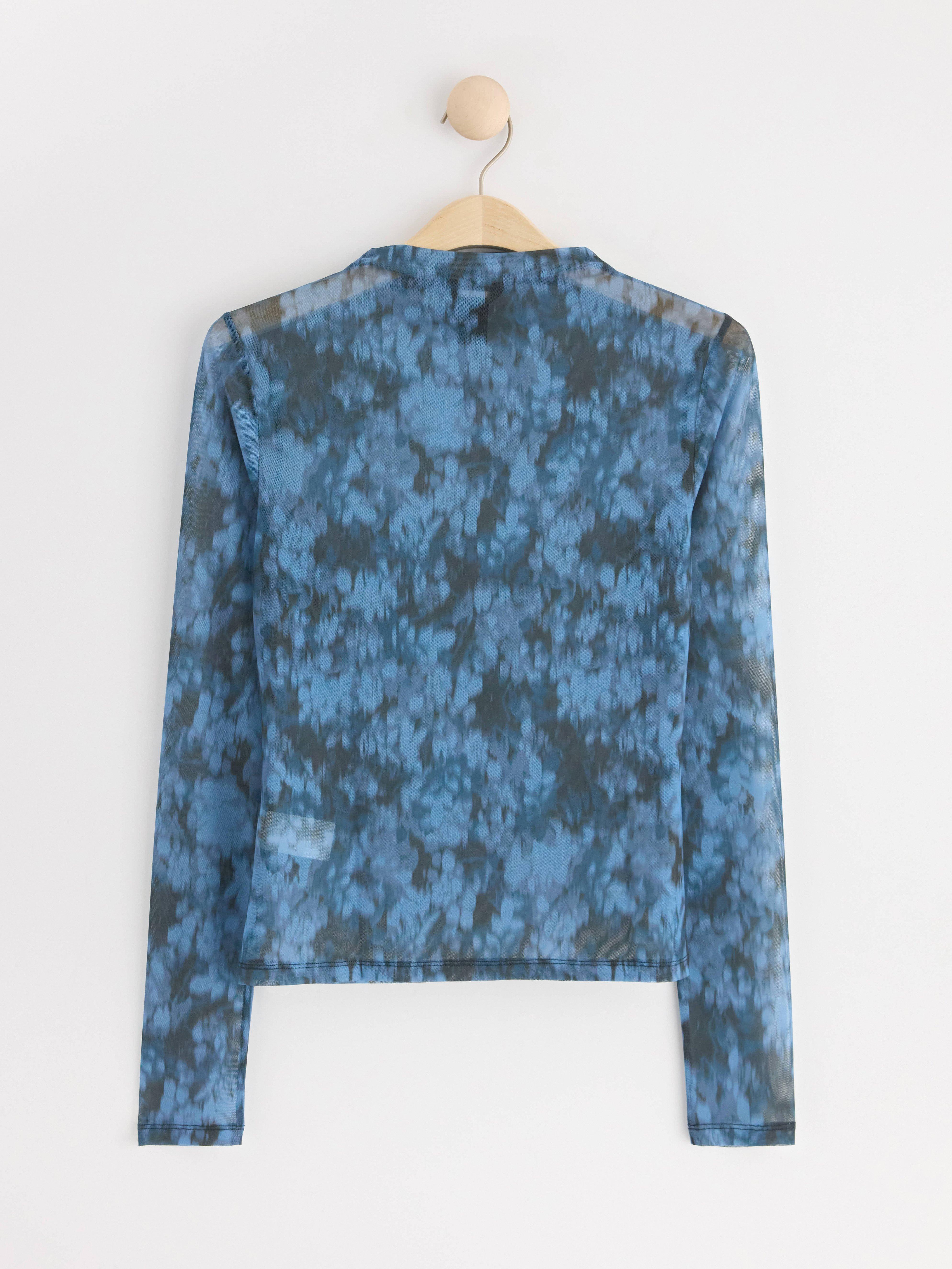Long sleeve top in mesh Dark dusty blue