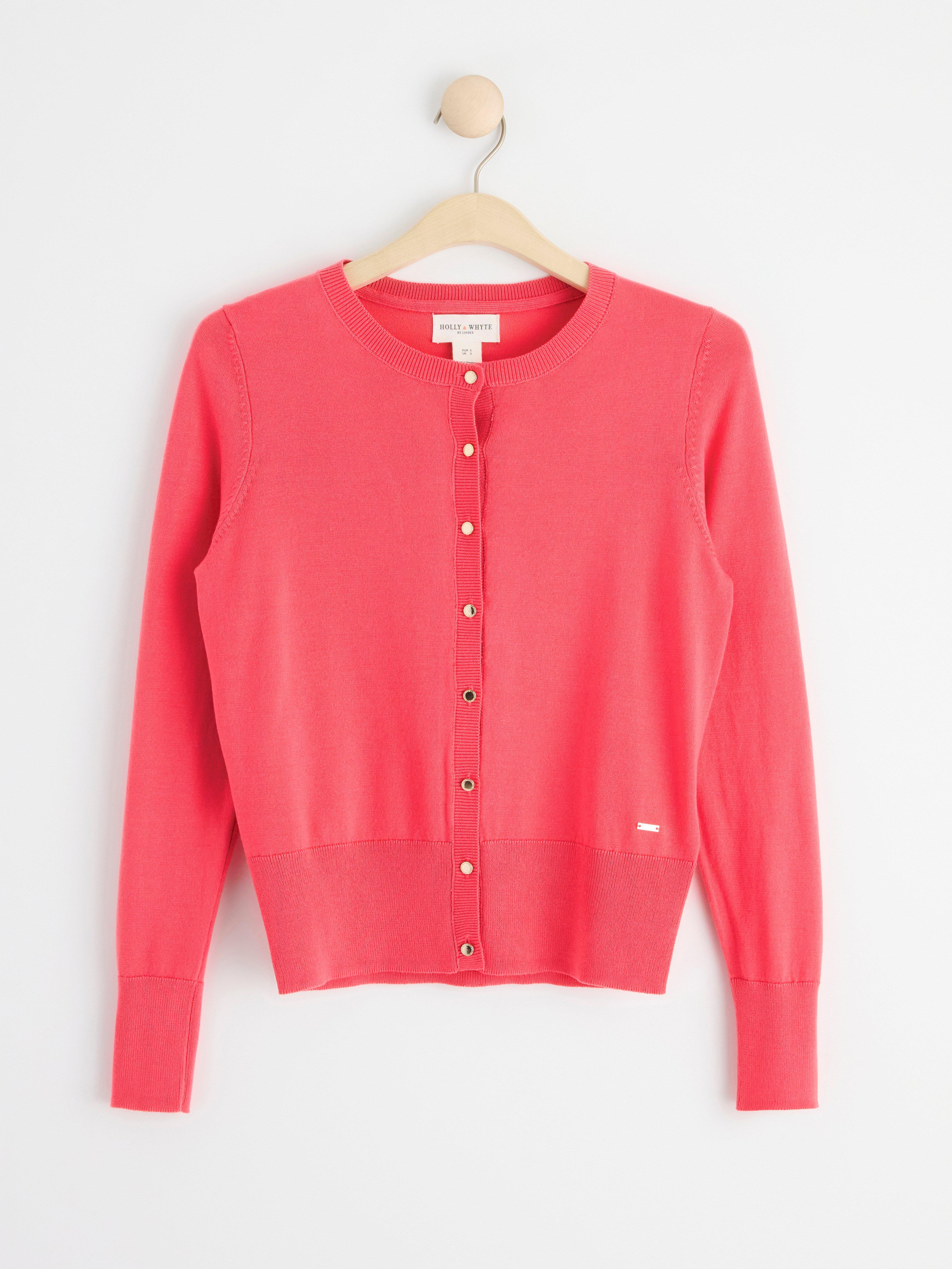 Fine-knit cardigan Dark Pink