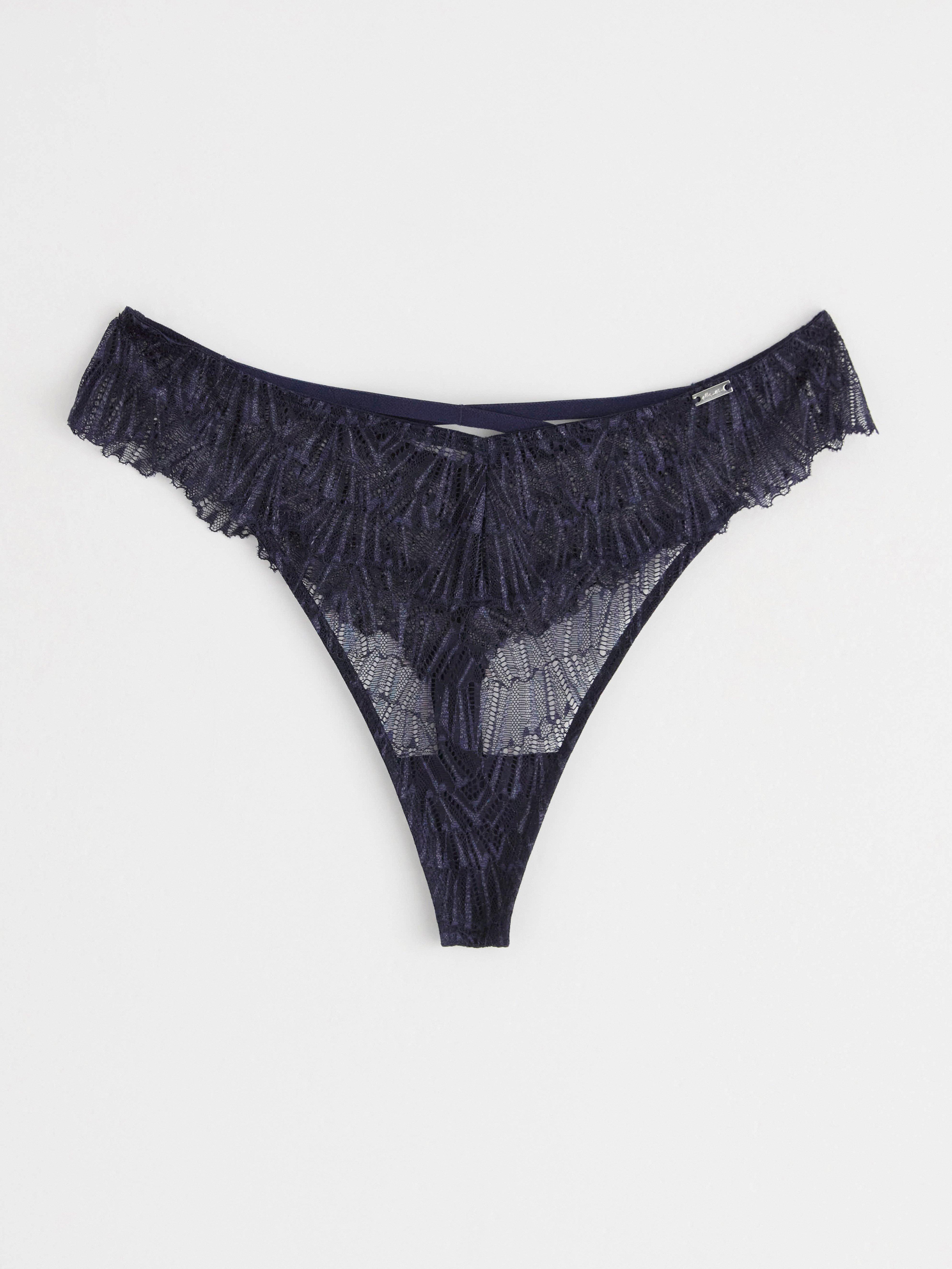 Thong low waist with lace Dark Dusty Blue
