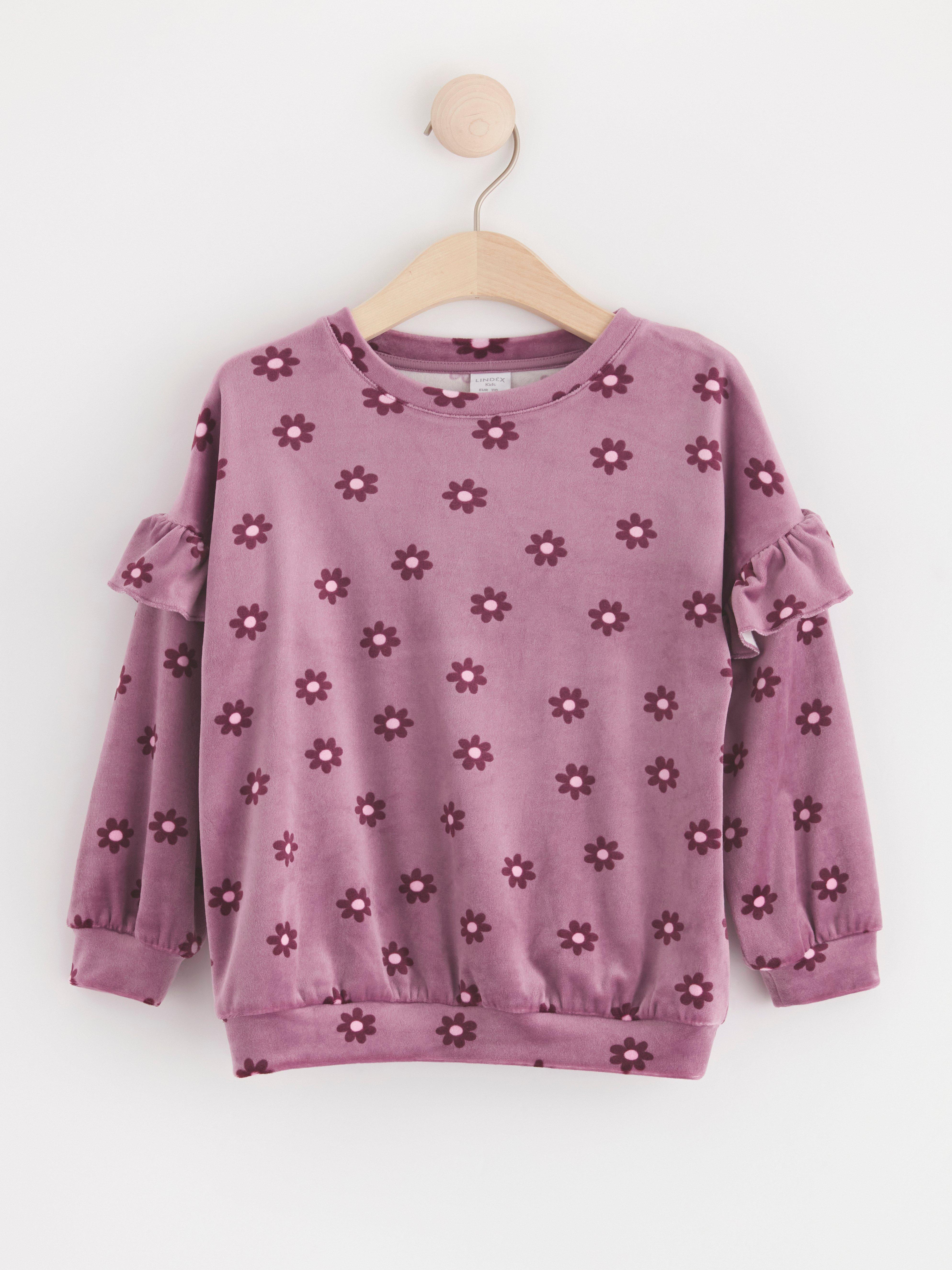Velour jumper with pattern Light Dusty Lilac