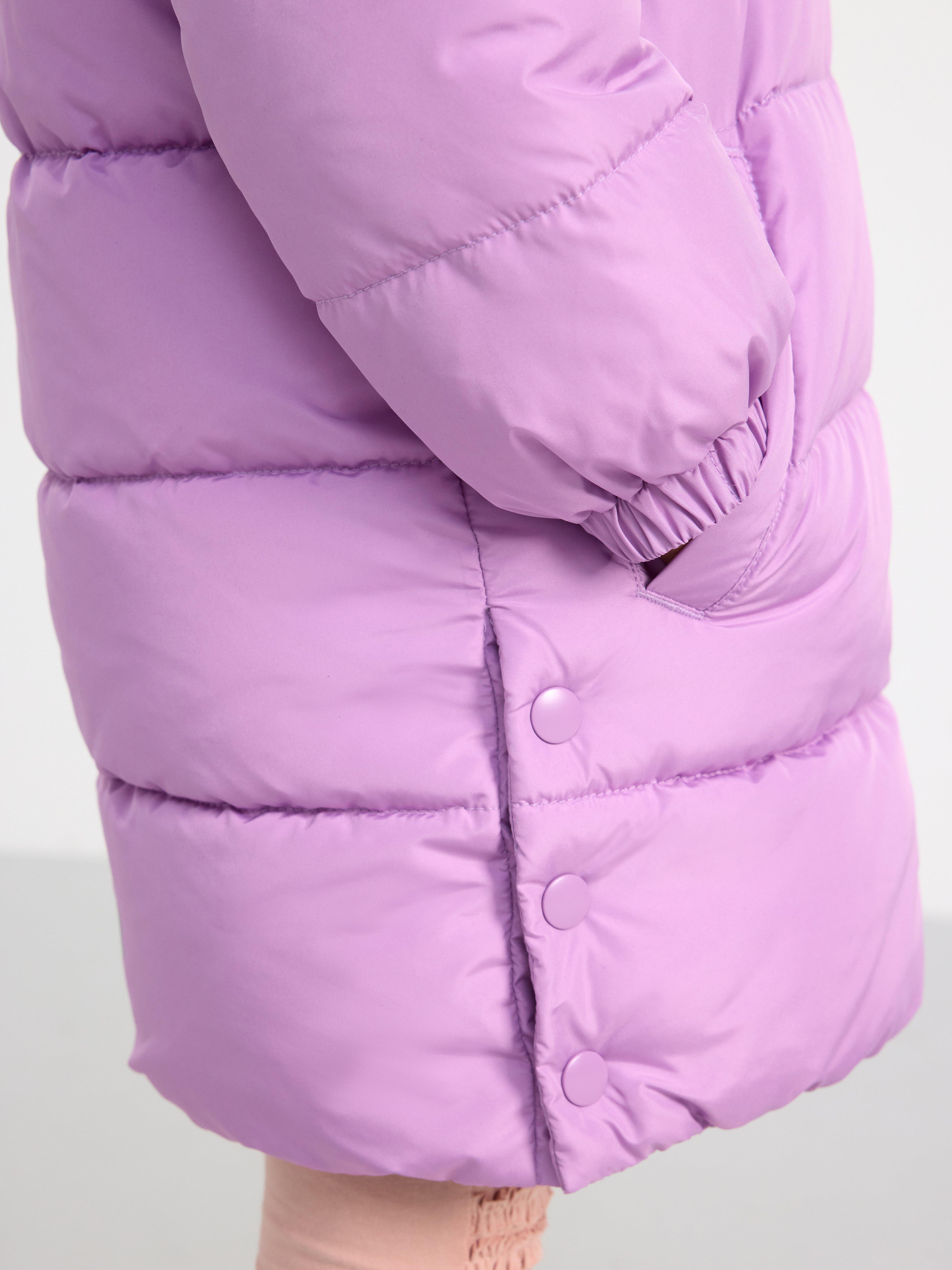Water repellent long puffer jacket Light Dusty Lilac