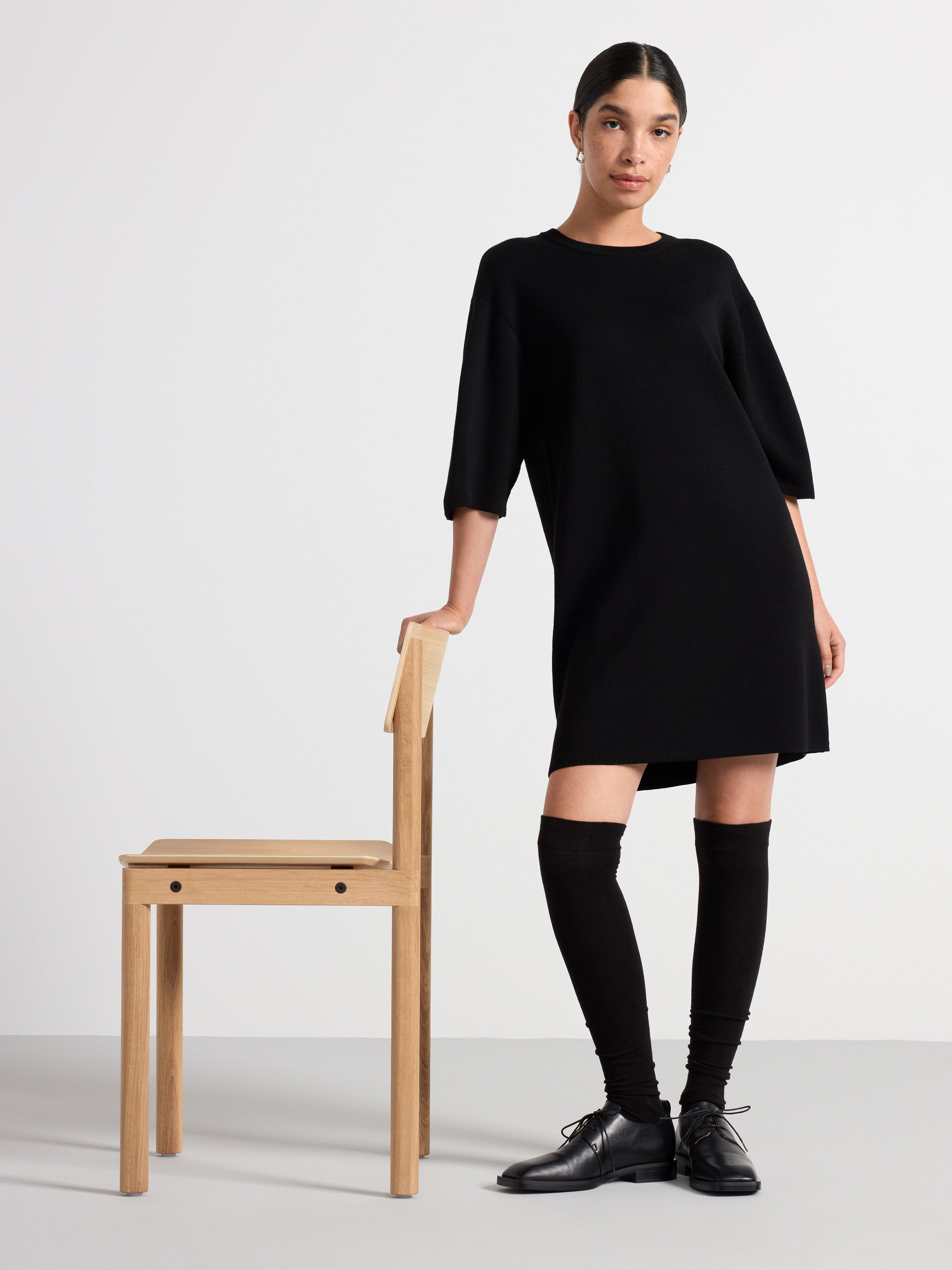 Knitted dress in merino wool Black