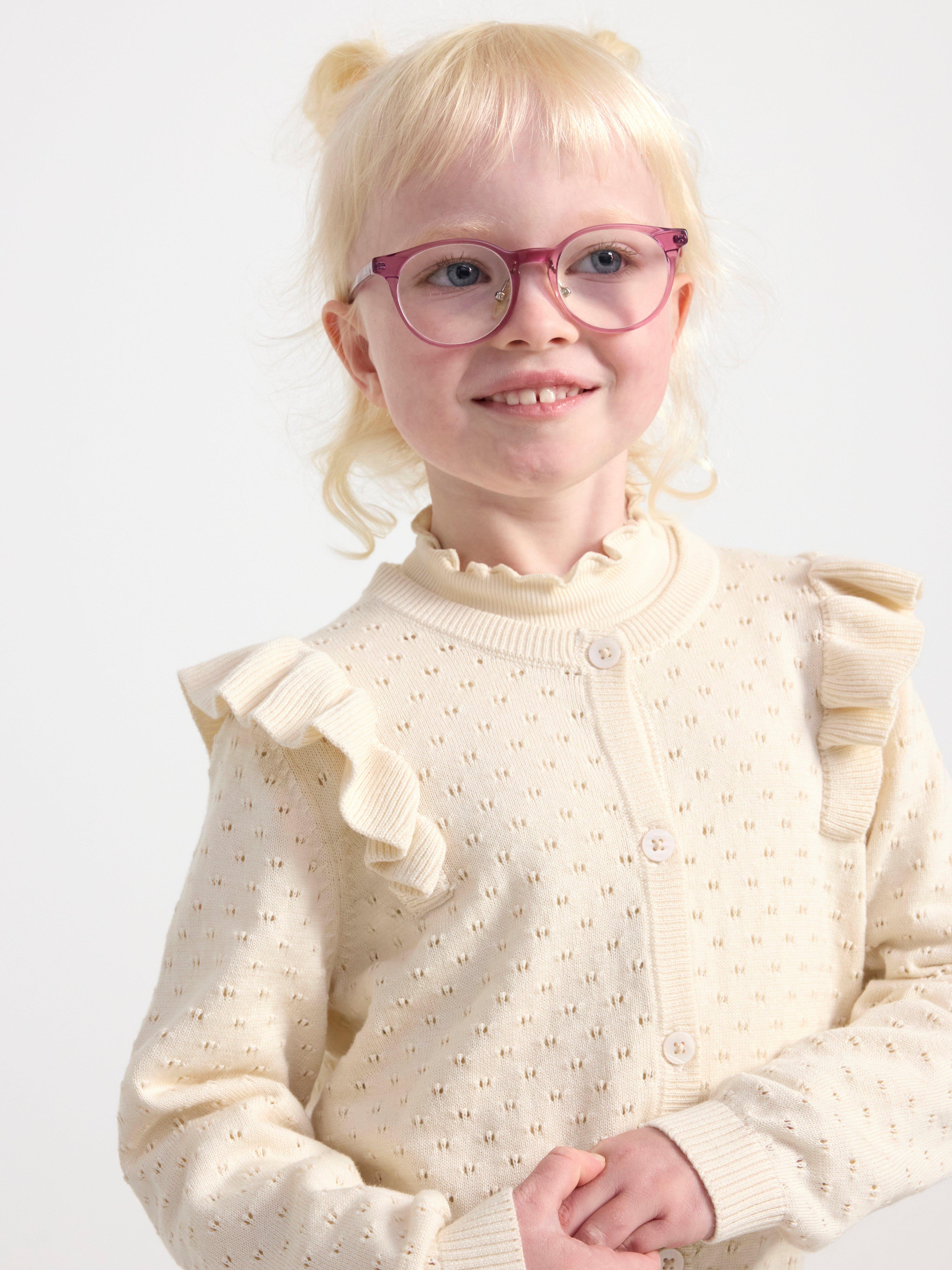 Knitted cardigan with frill Light Dusty White