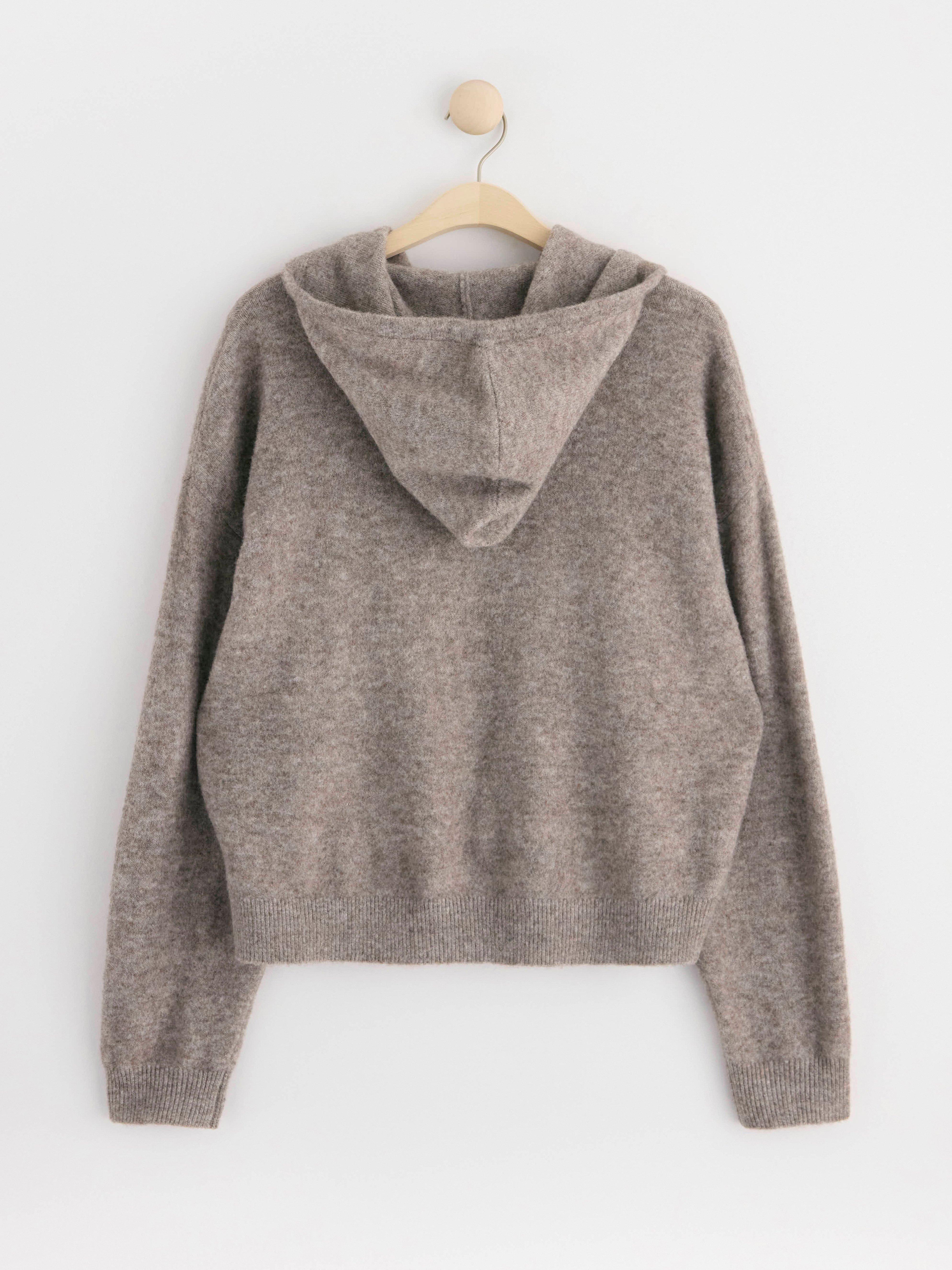 Hoodie knitted Brown melange