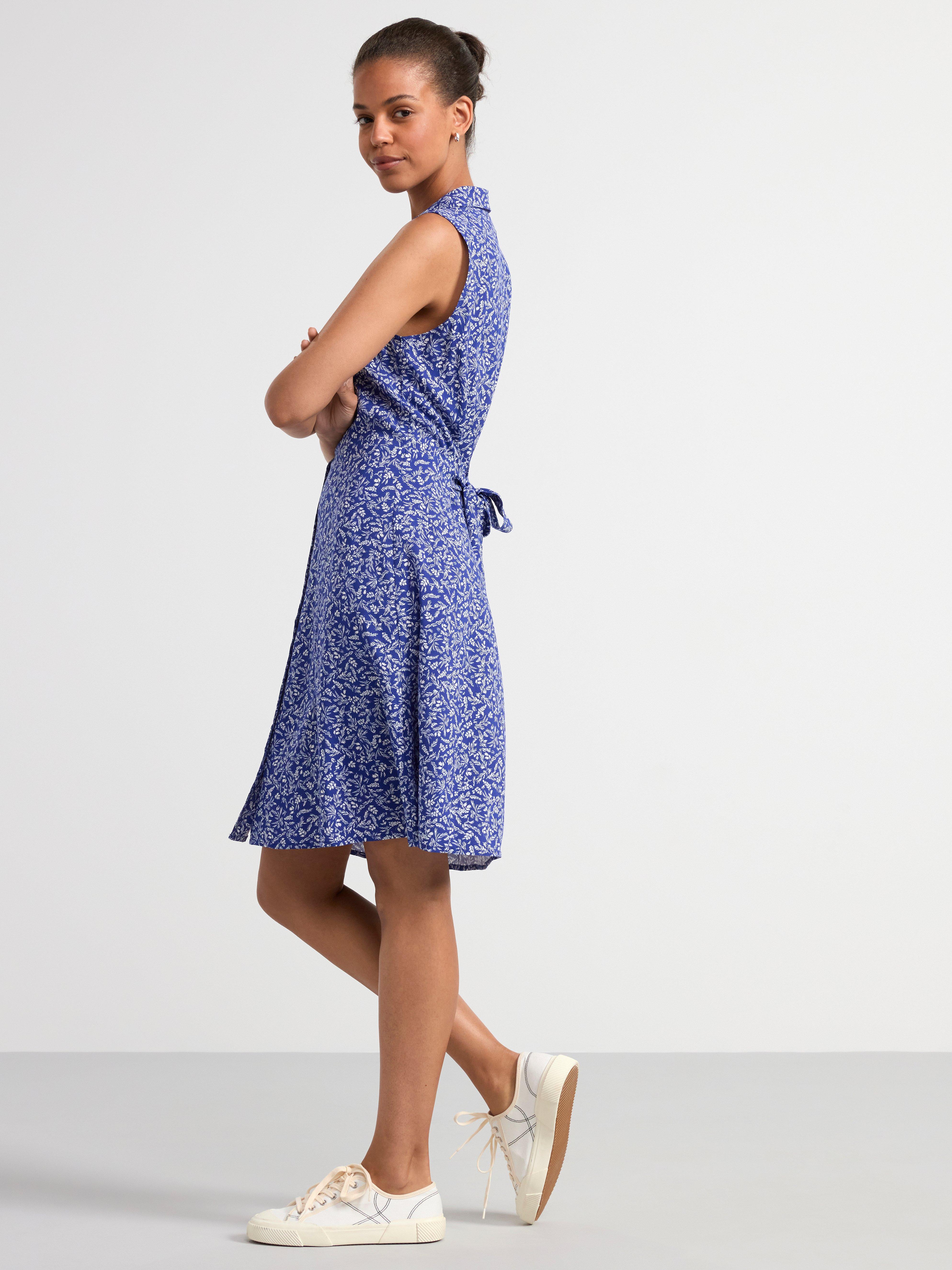 Collared sleevless mini dress Blue