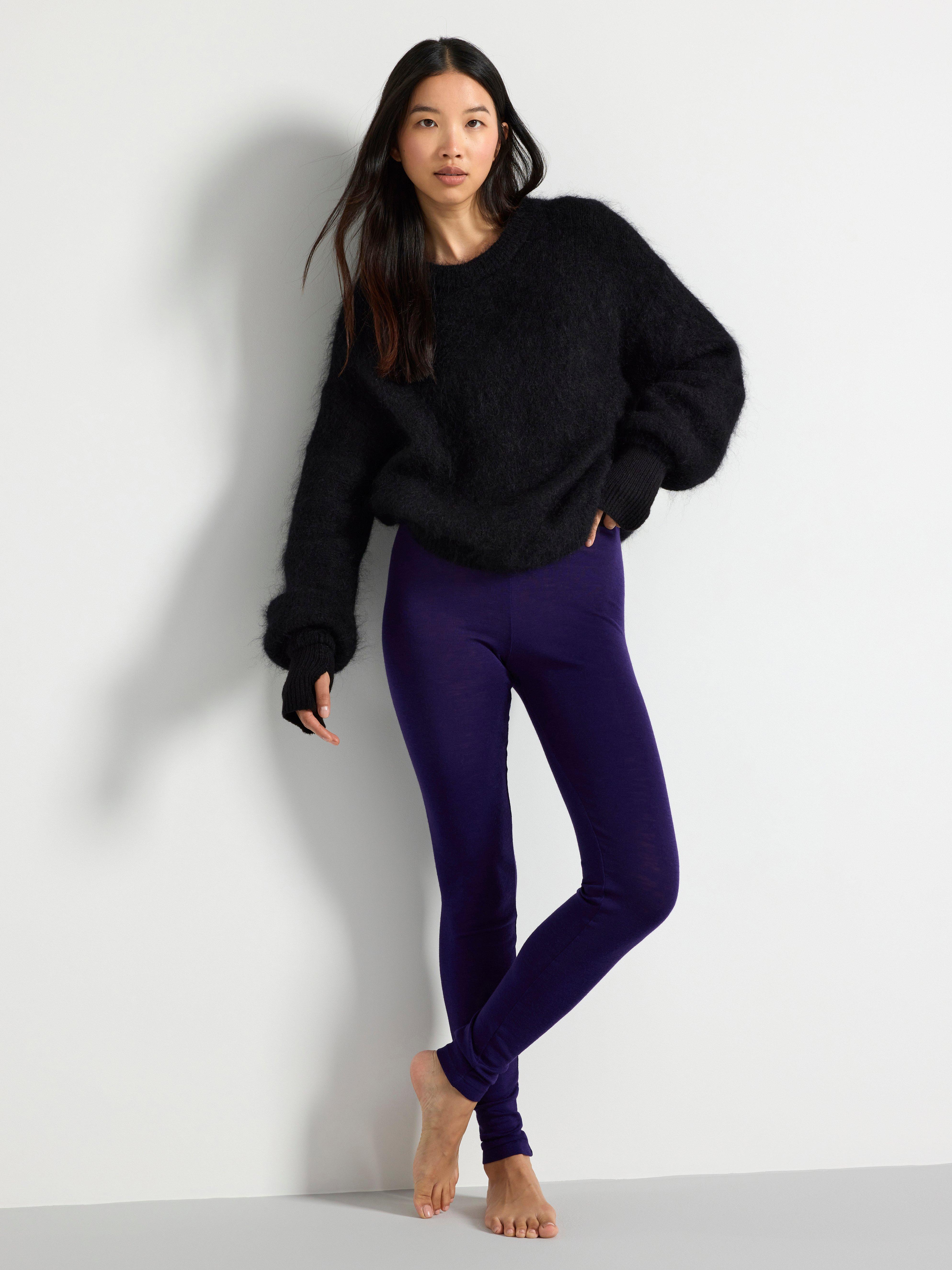 Leggings in merino wool Dark Lilac
