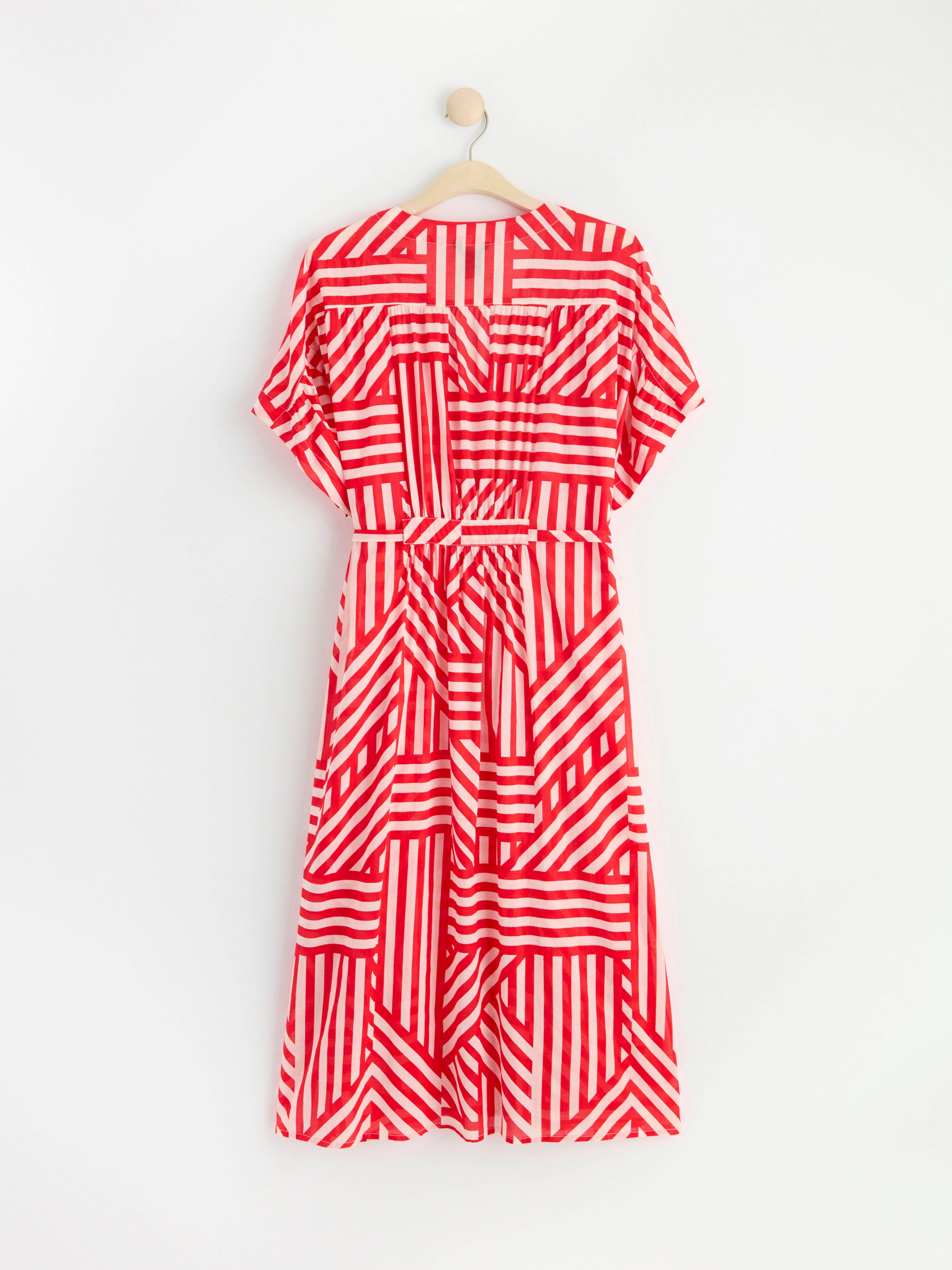 Patterned kaftan midi dress Strong Red