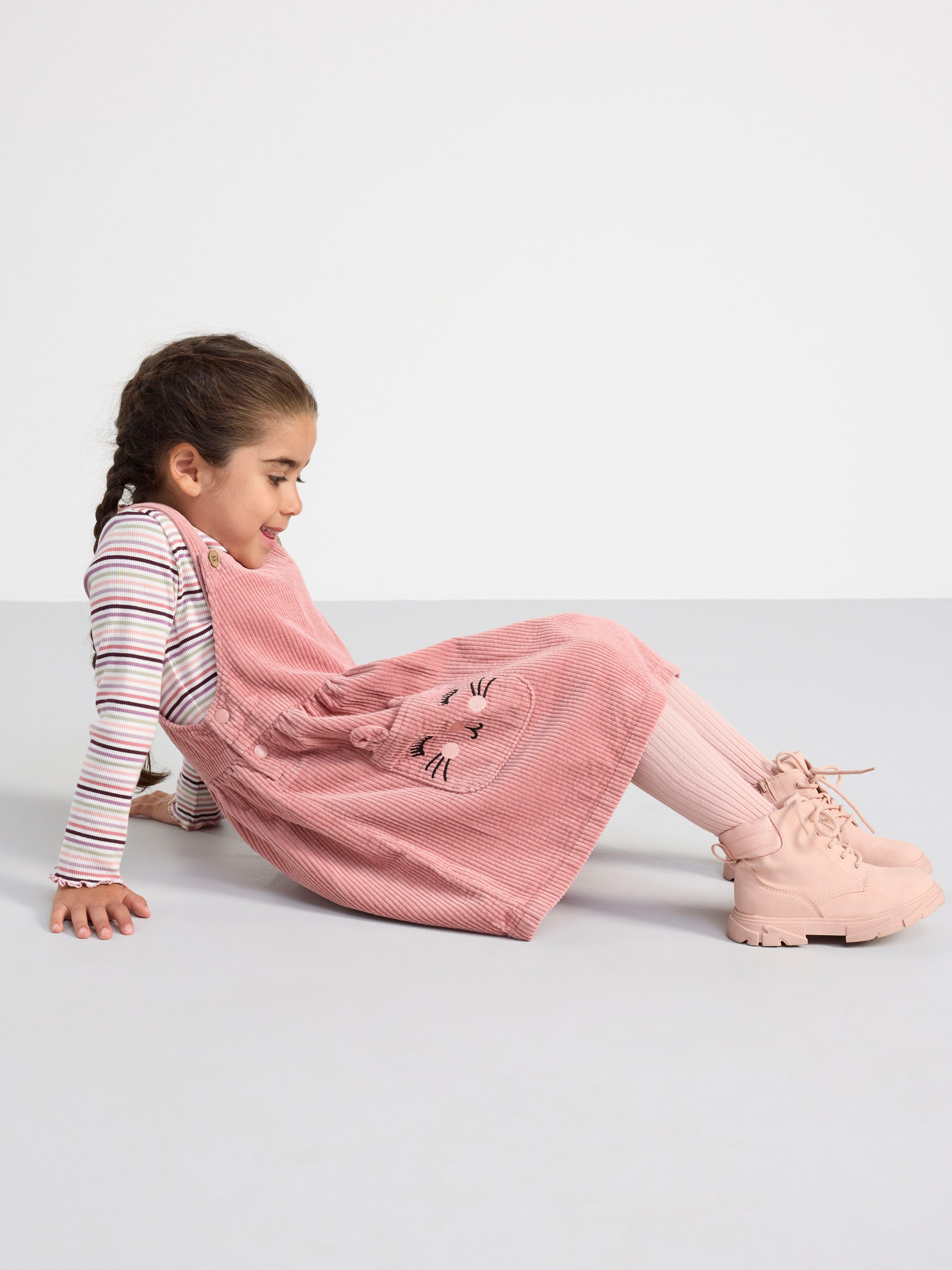 Bib dress in corduroy Dusty Pink