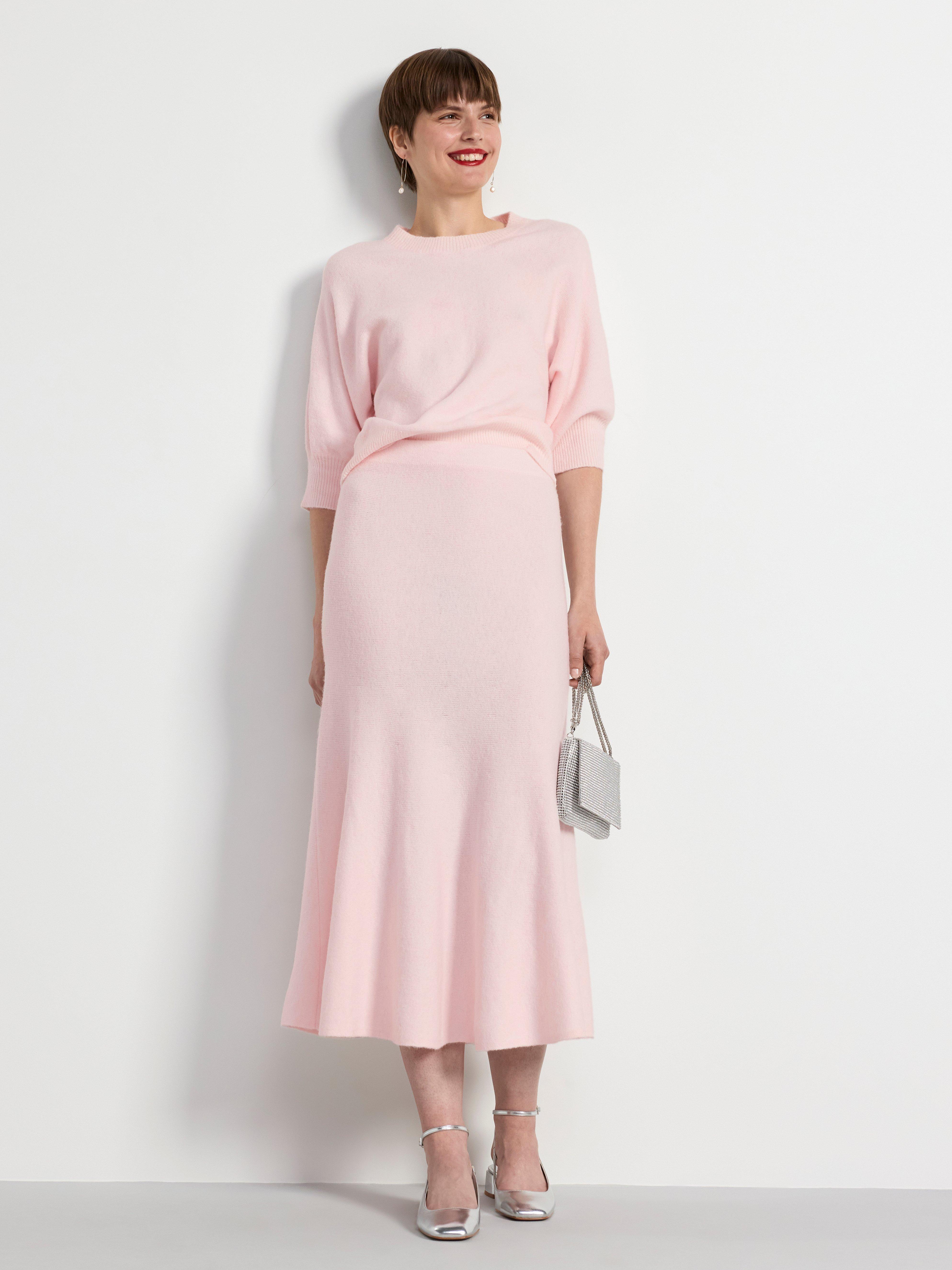 Knitted midi skirt Light Pink