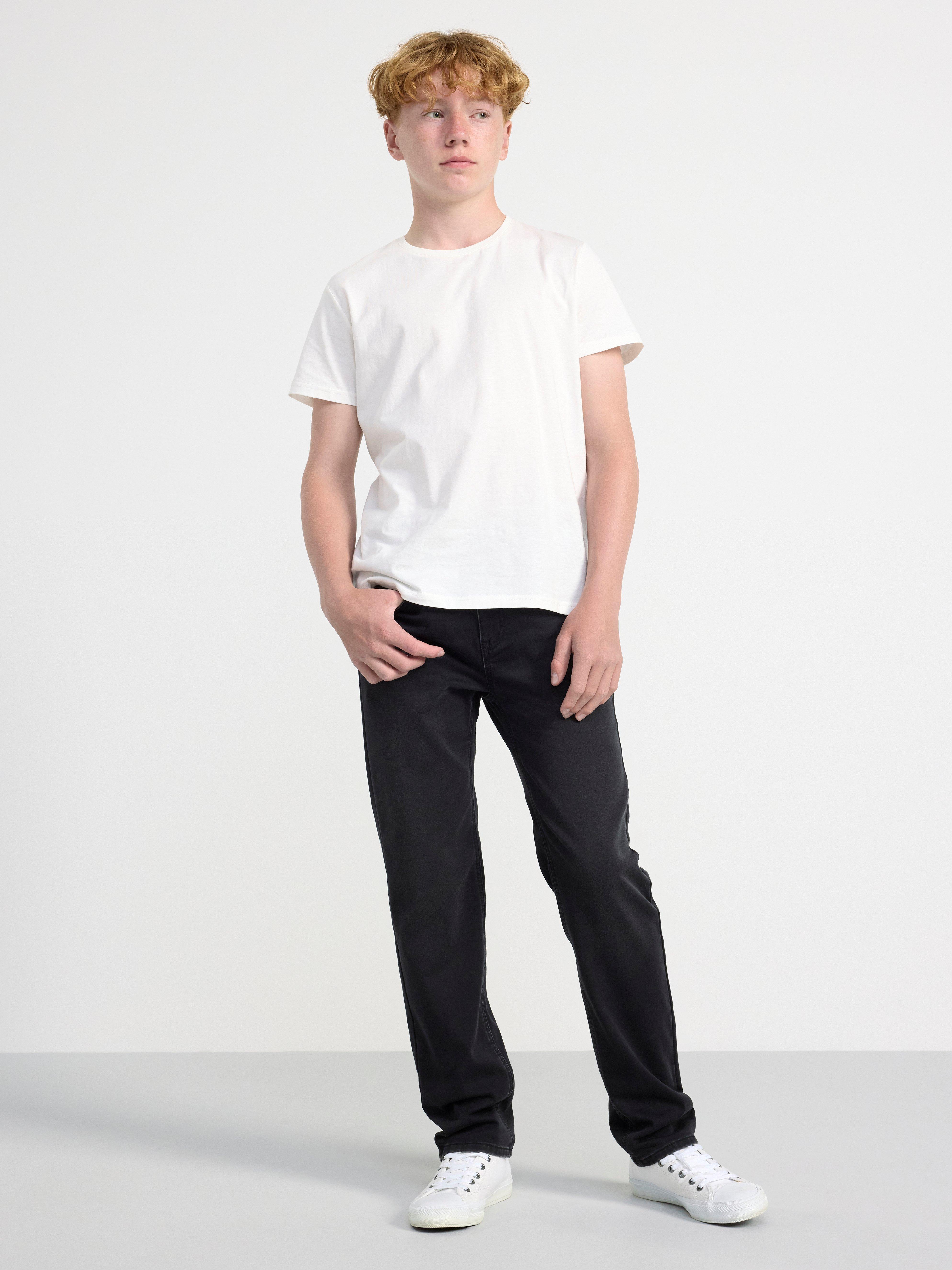 STAFFAN Straight regular waist jeans with brushed inside Black