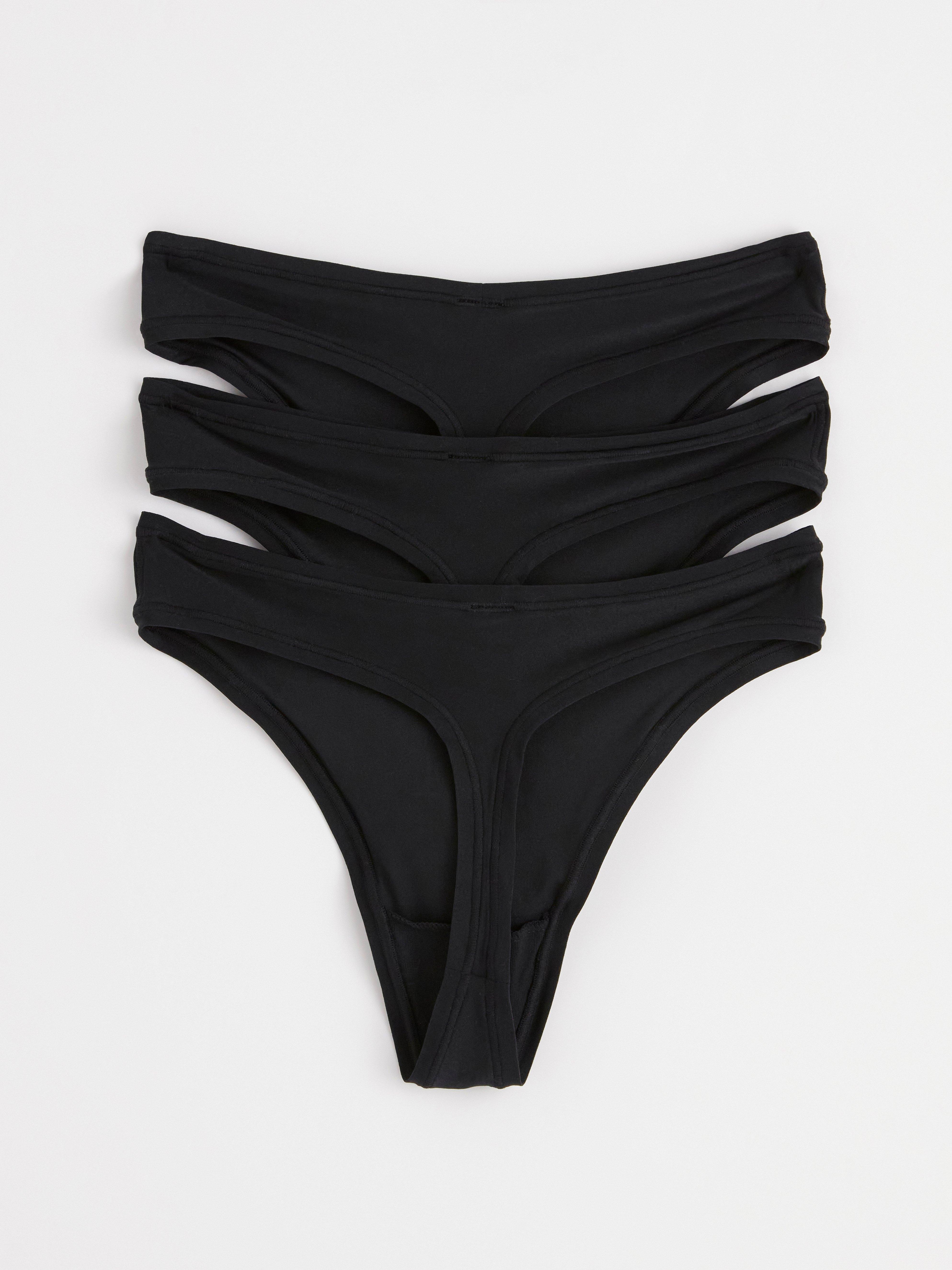 3-pack super stretch thongs regular waist Black