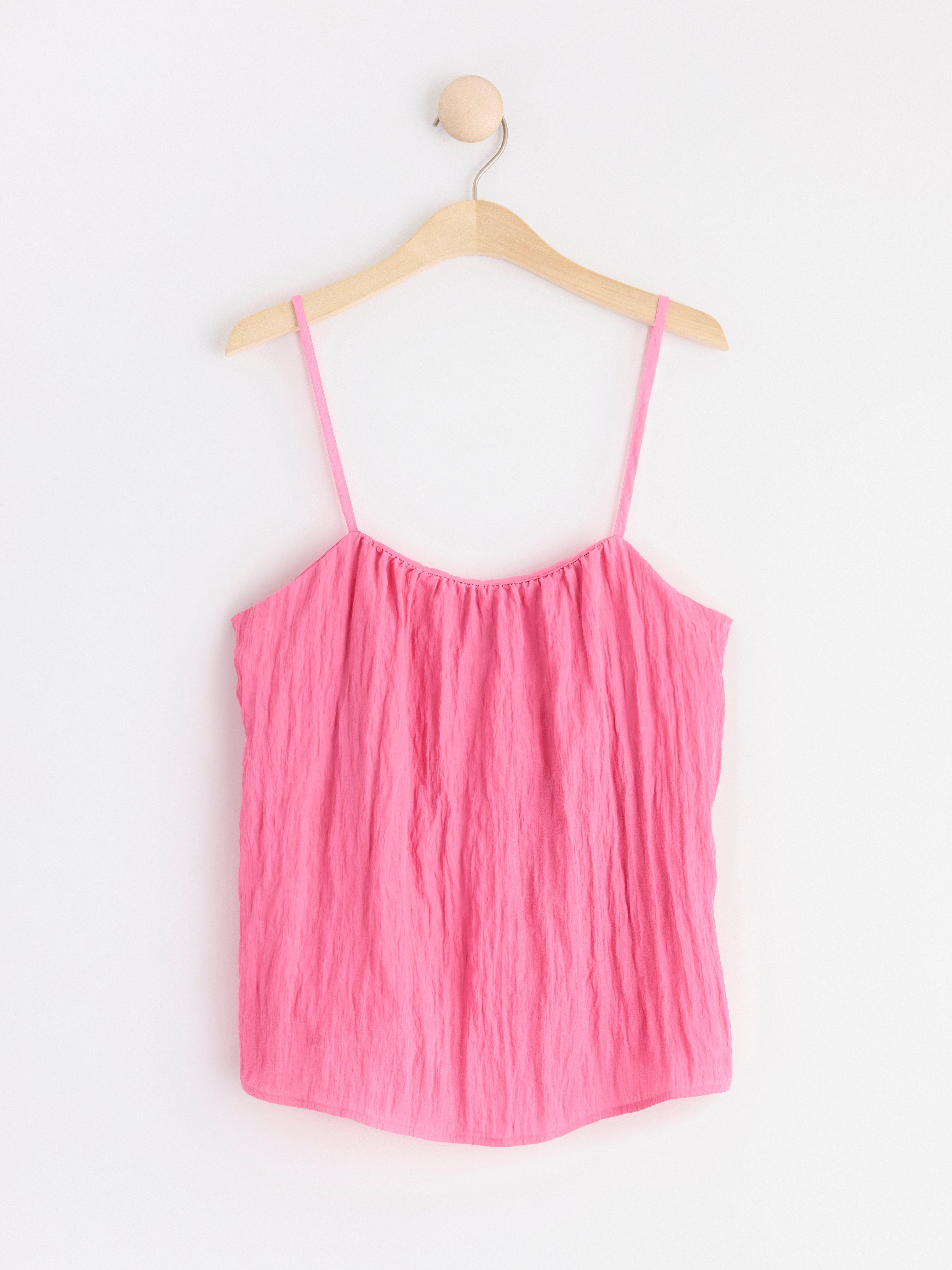 Camisole with crinkled structure pink