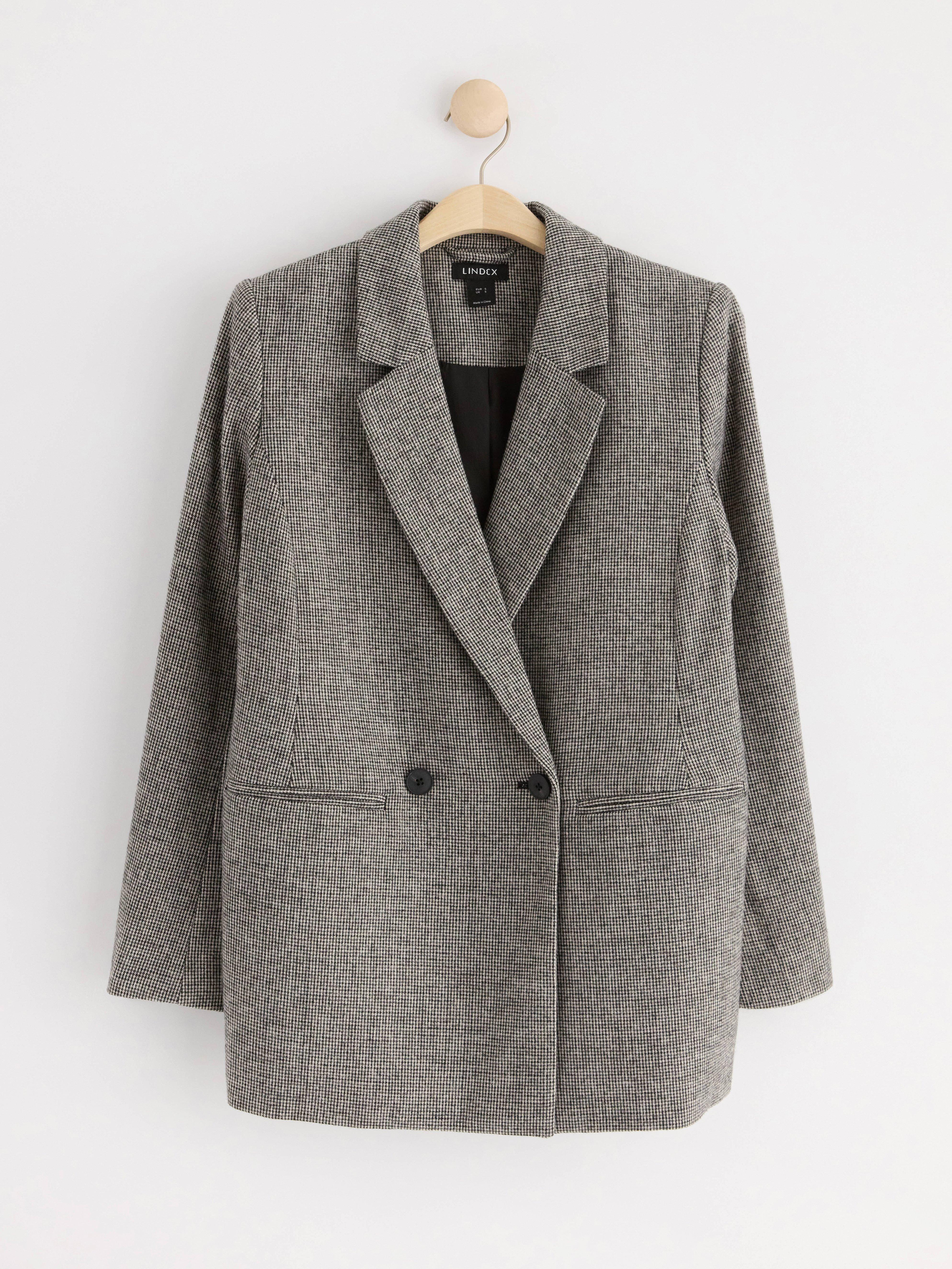 Double button woven blazer Black