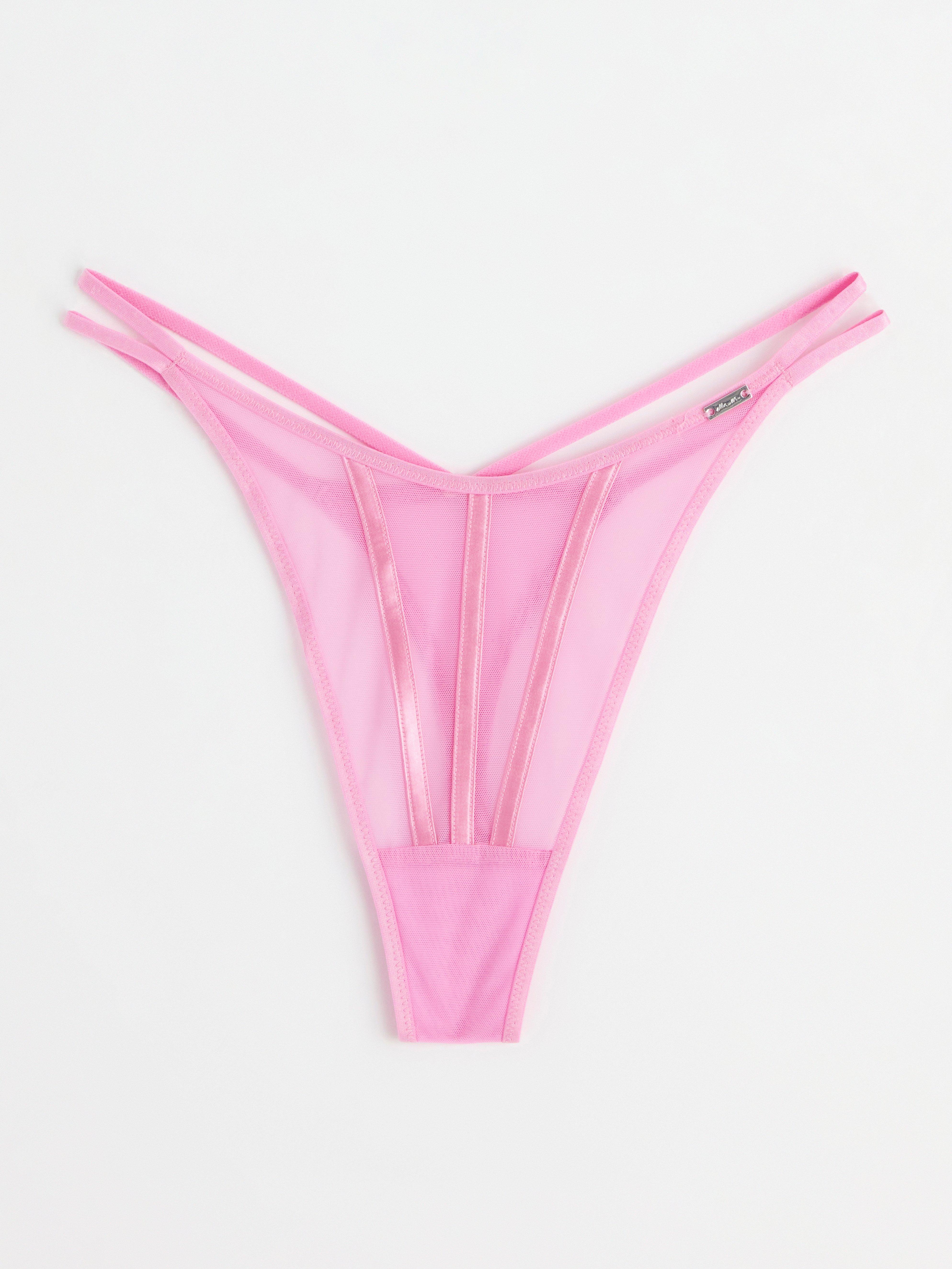 Thong low waist in mesh Light Pink