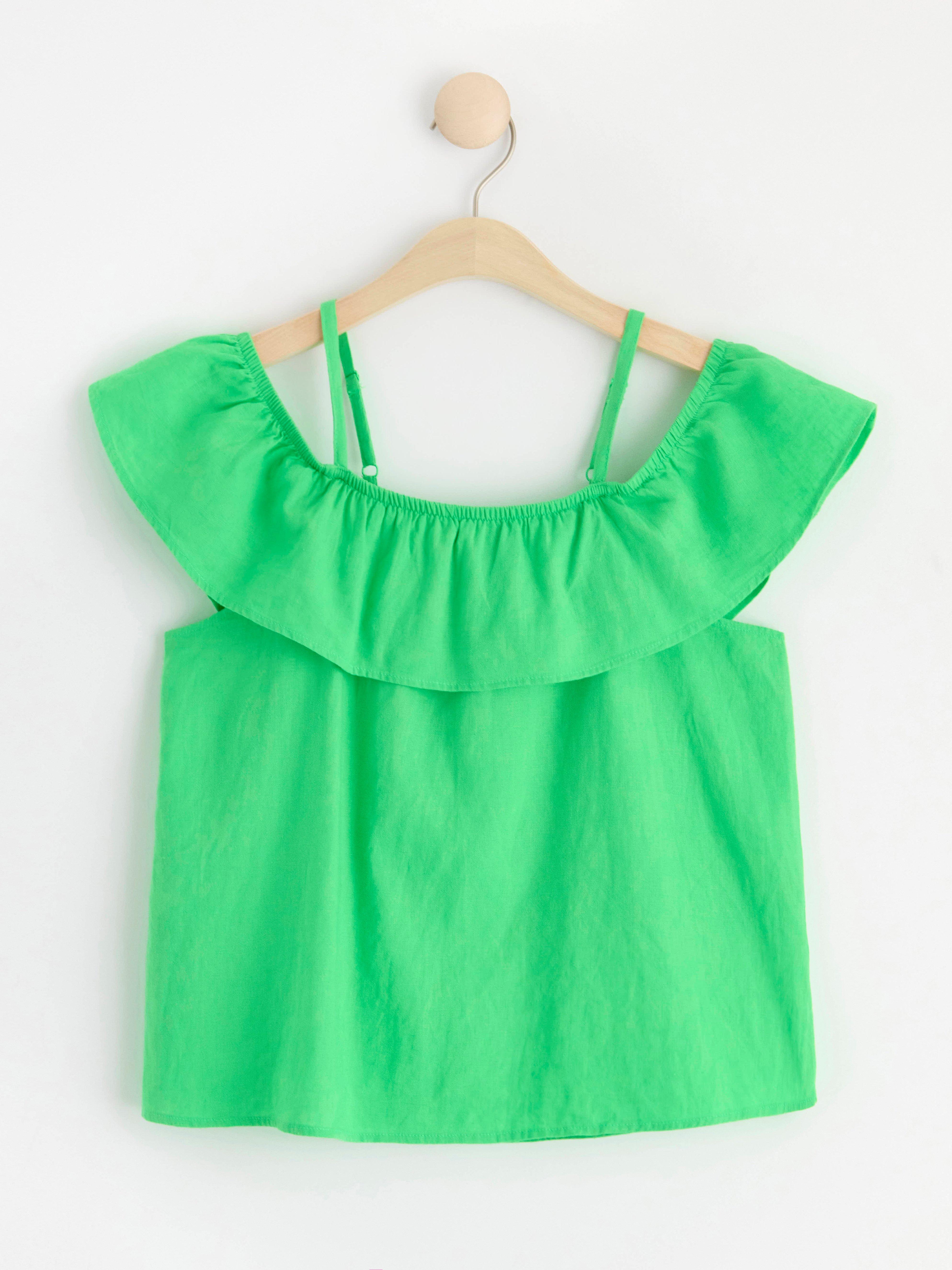 Linen blend blouse Green