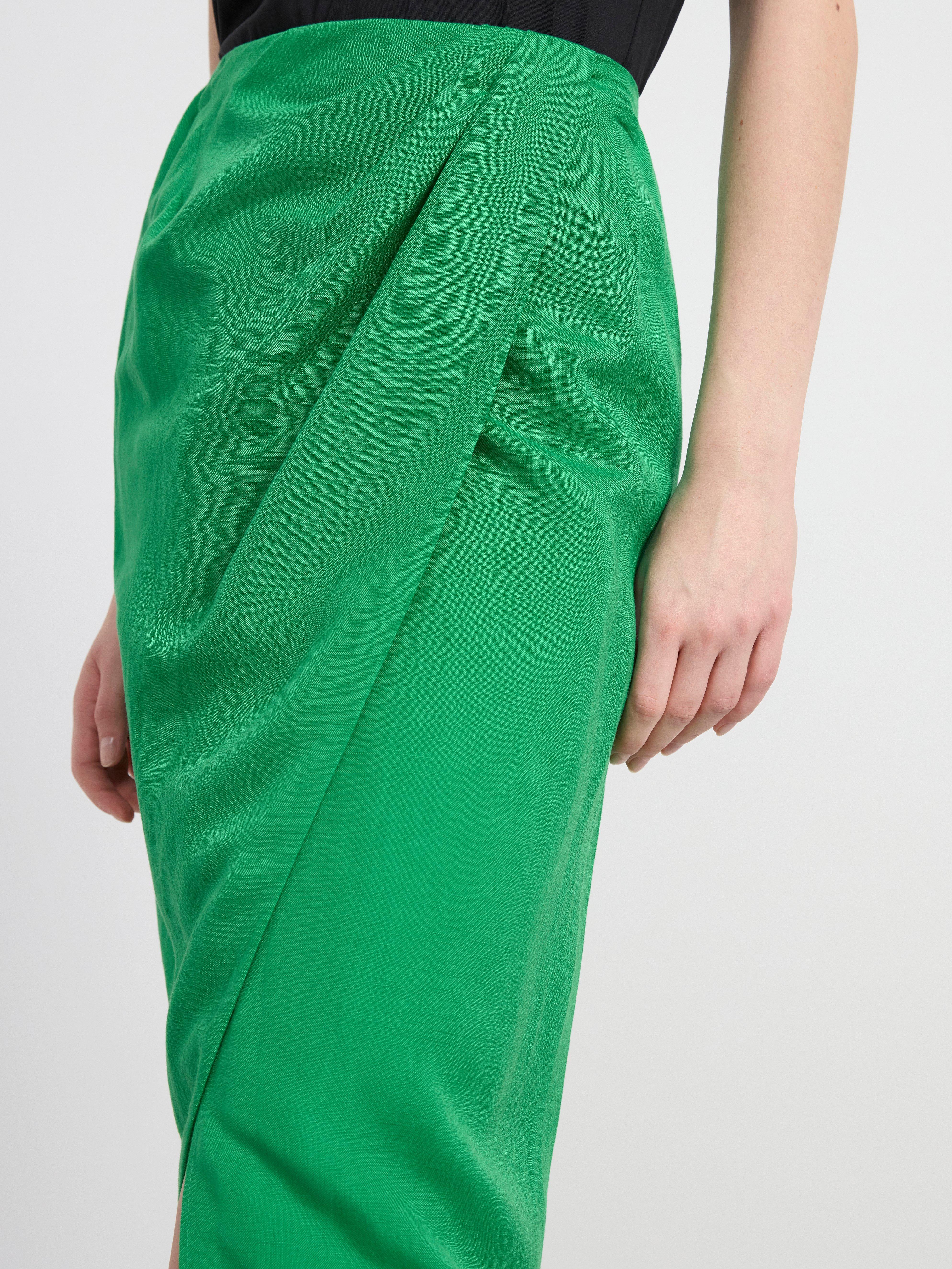 Midi skirt in linen blend Green