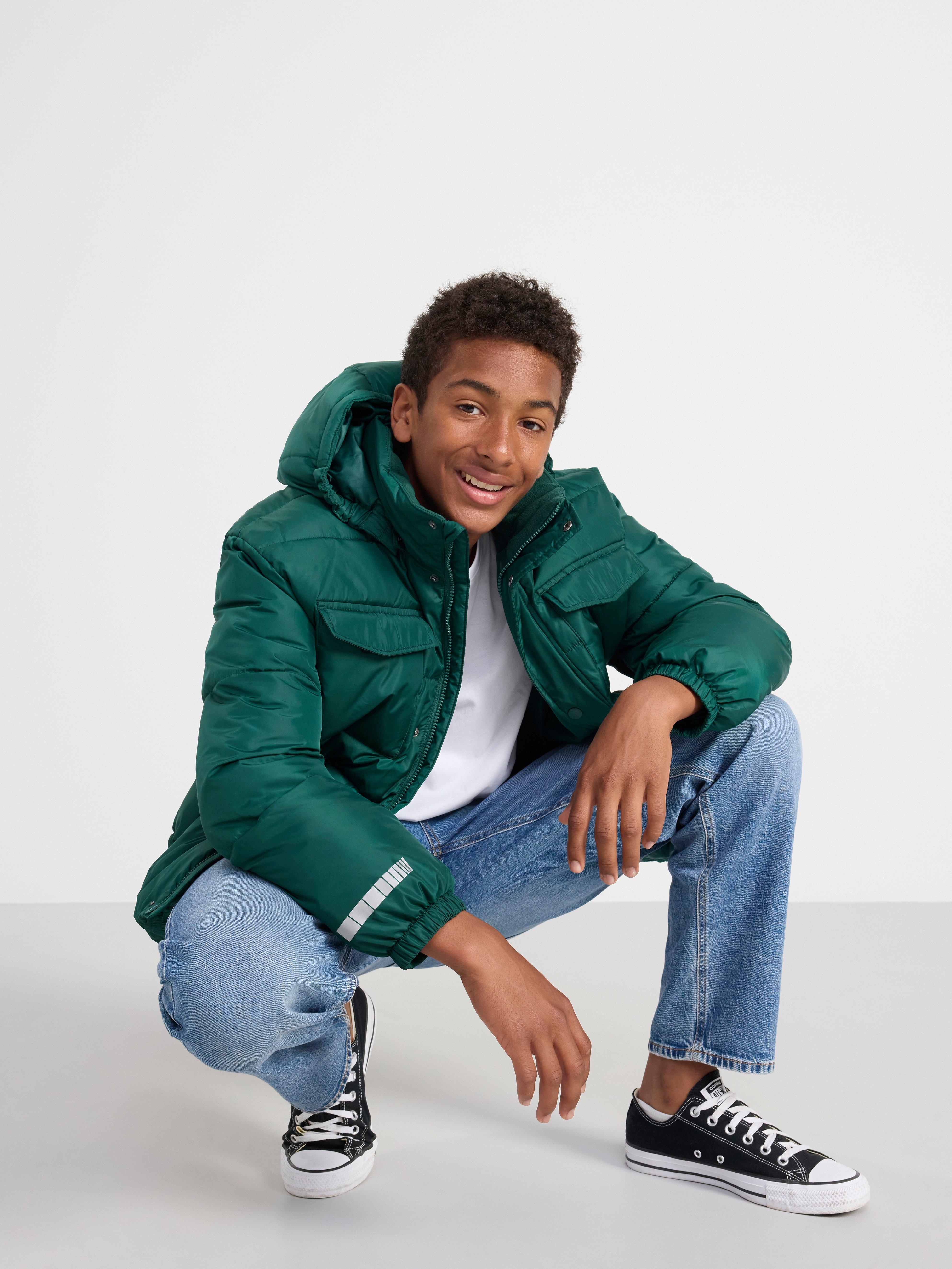 Water repellent padded jacket Dark Green