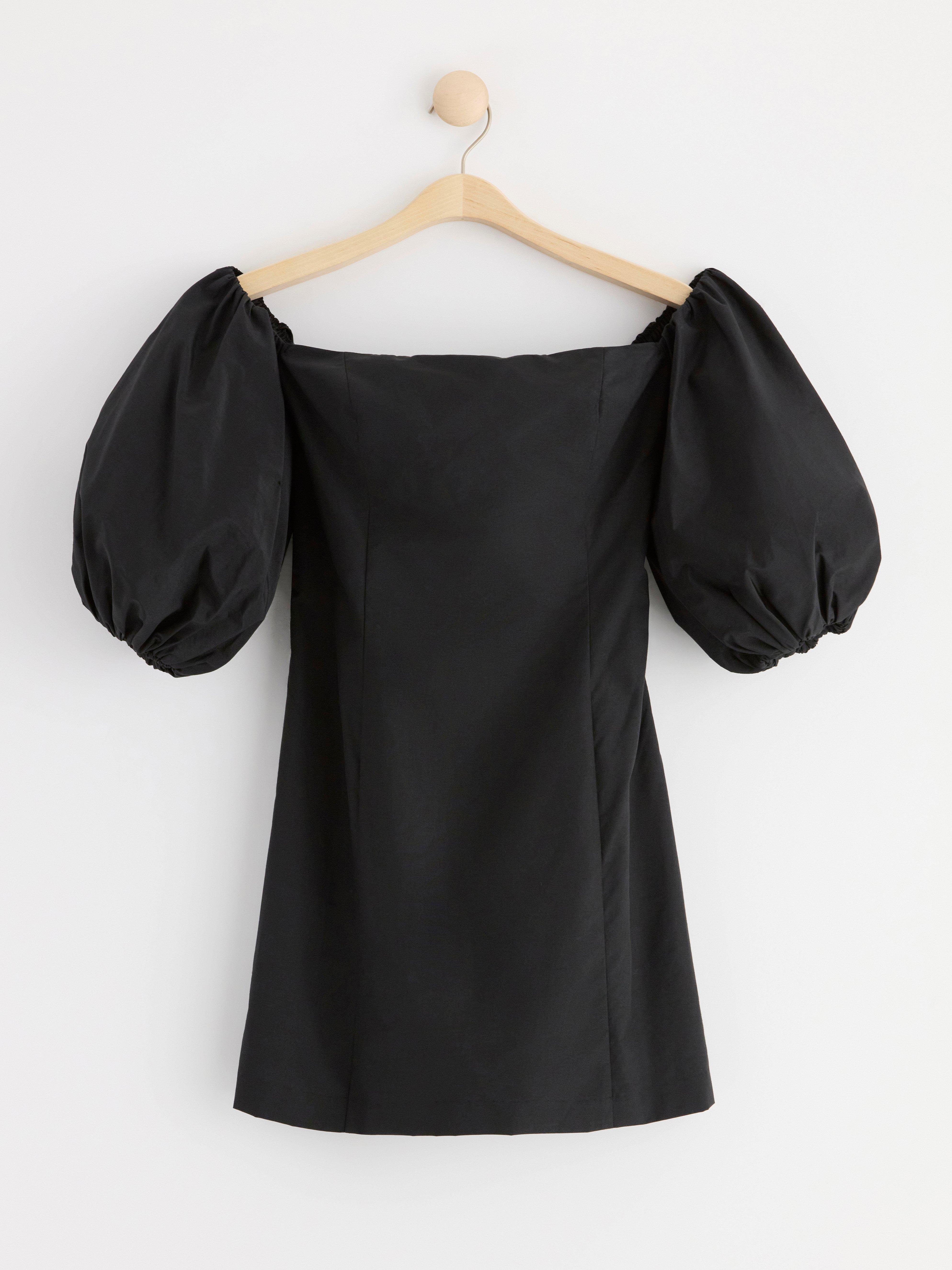 Mini dress with puff sleeves Black