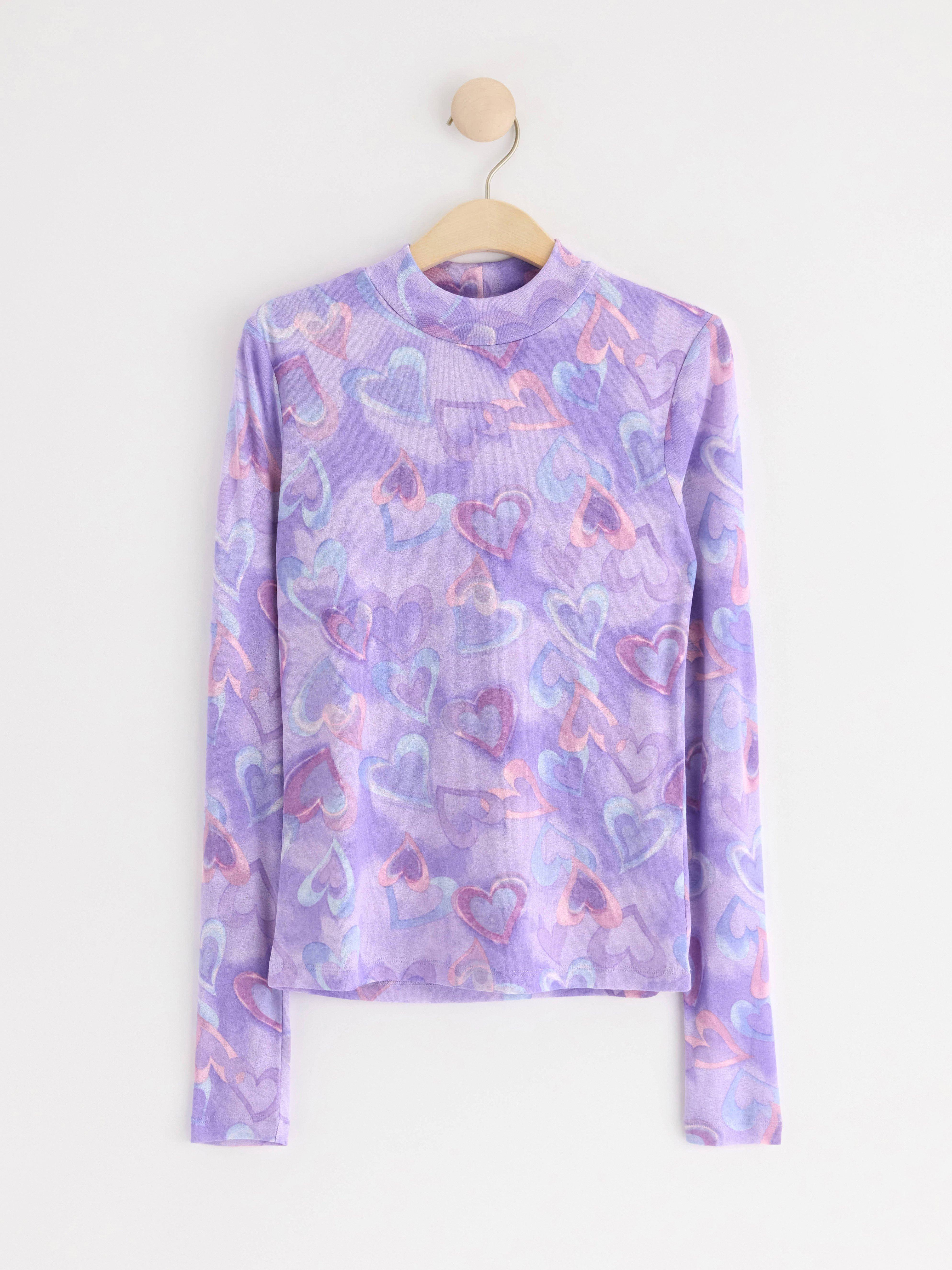 Long sleeve top with allover pattern Light Lilac