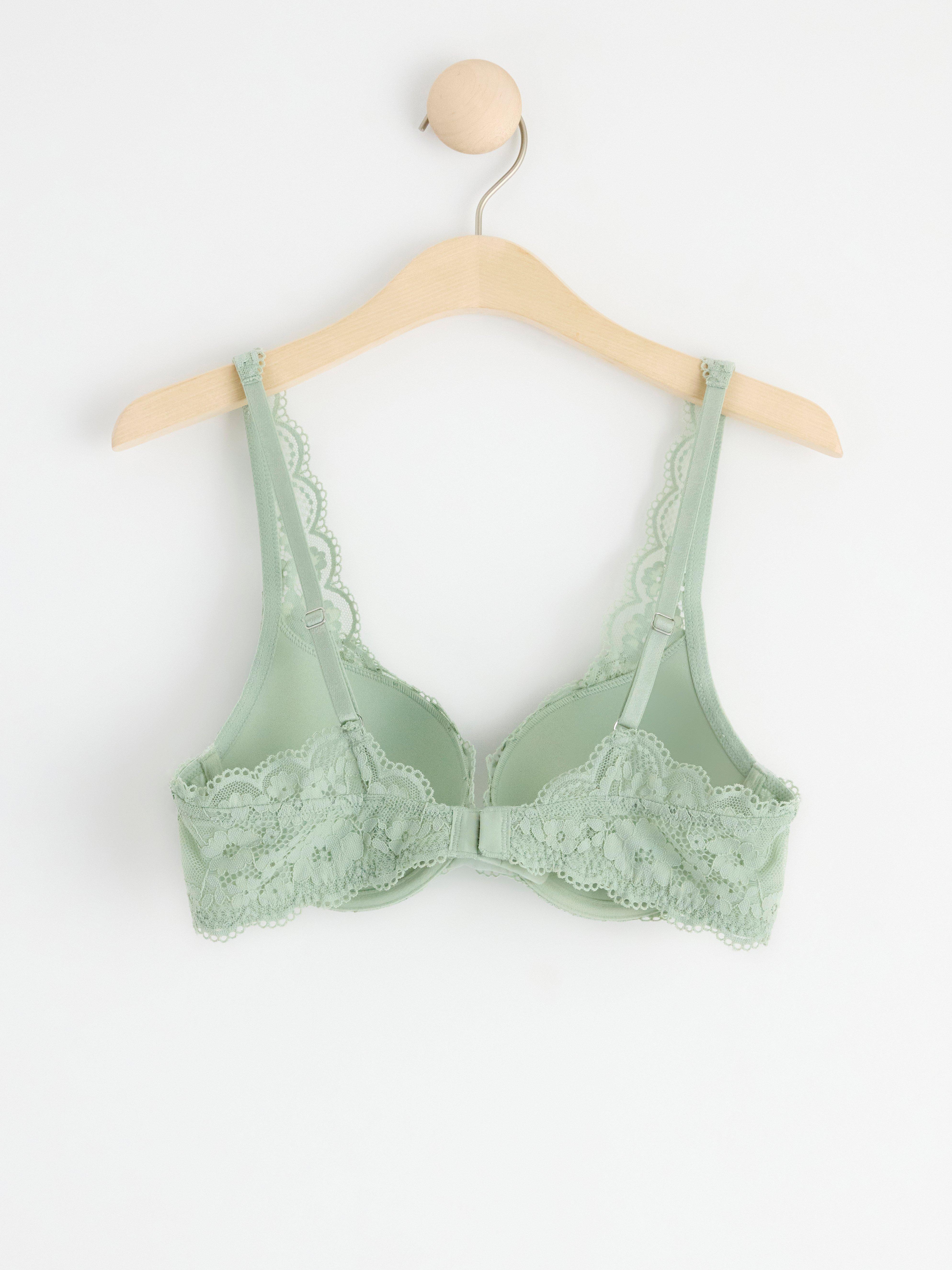 Malva push-up bra with lace Light Dusty Green