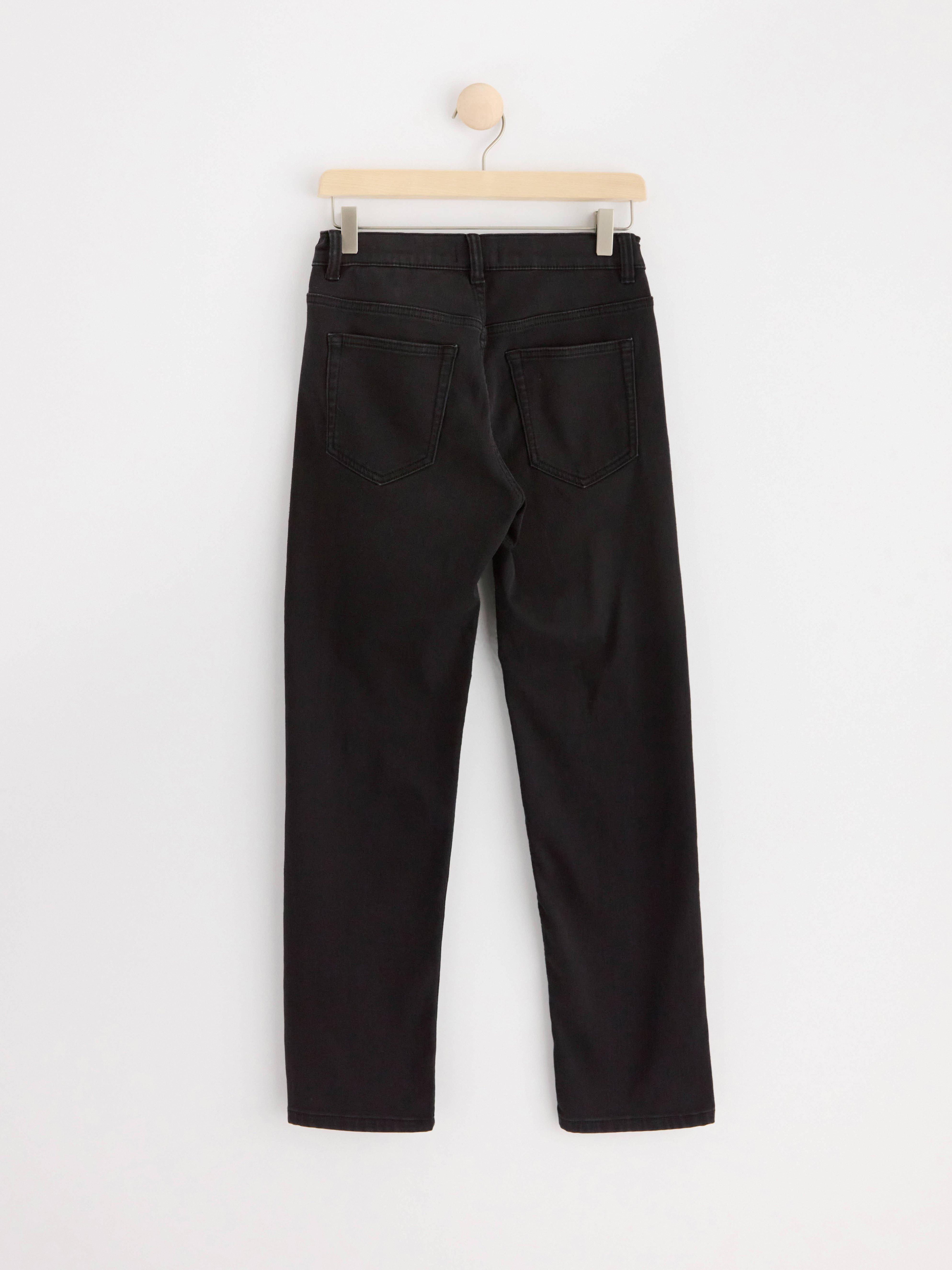 STAFFAN Straight regular waist jeans with brushed inside Black