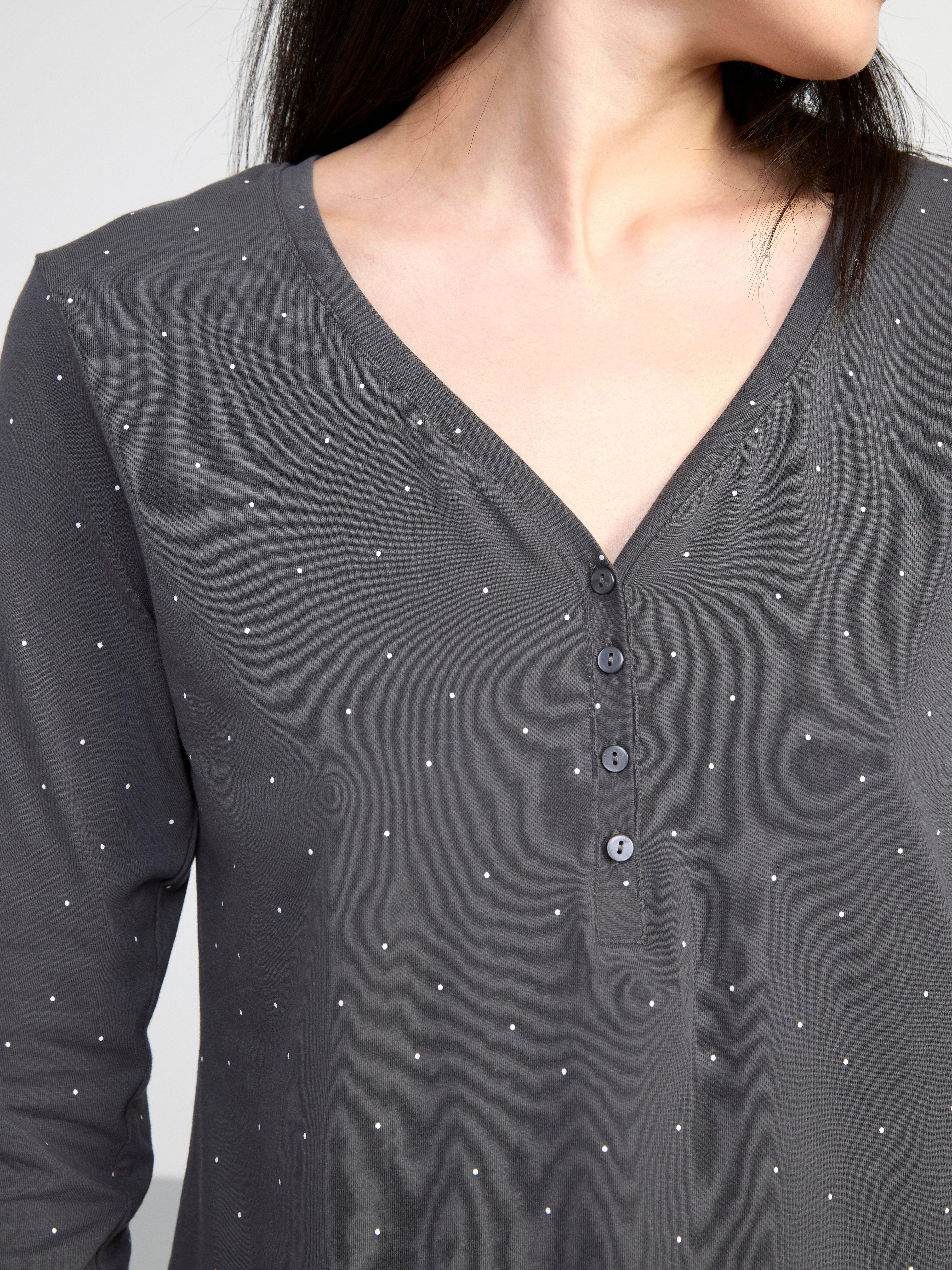 Long sleeve henley top Dark Grey