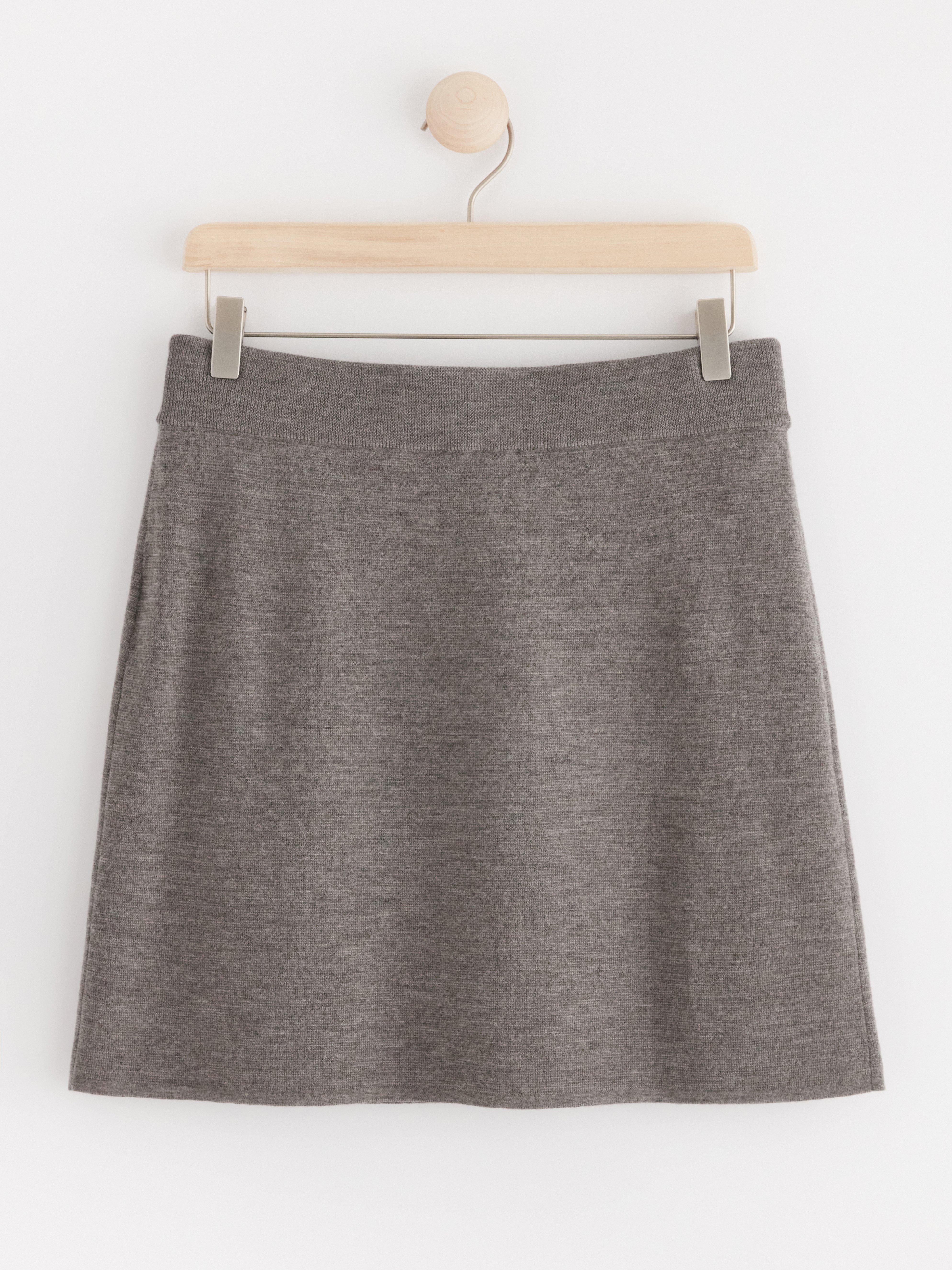 Knitted mini skirt in merino wool Brown melange