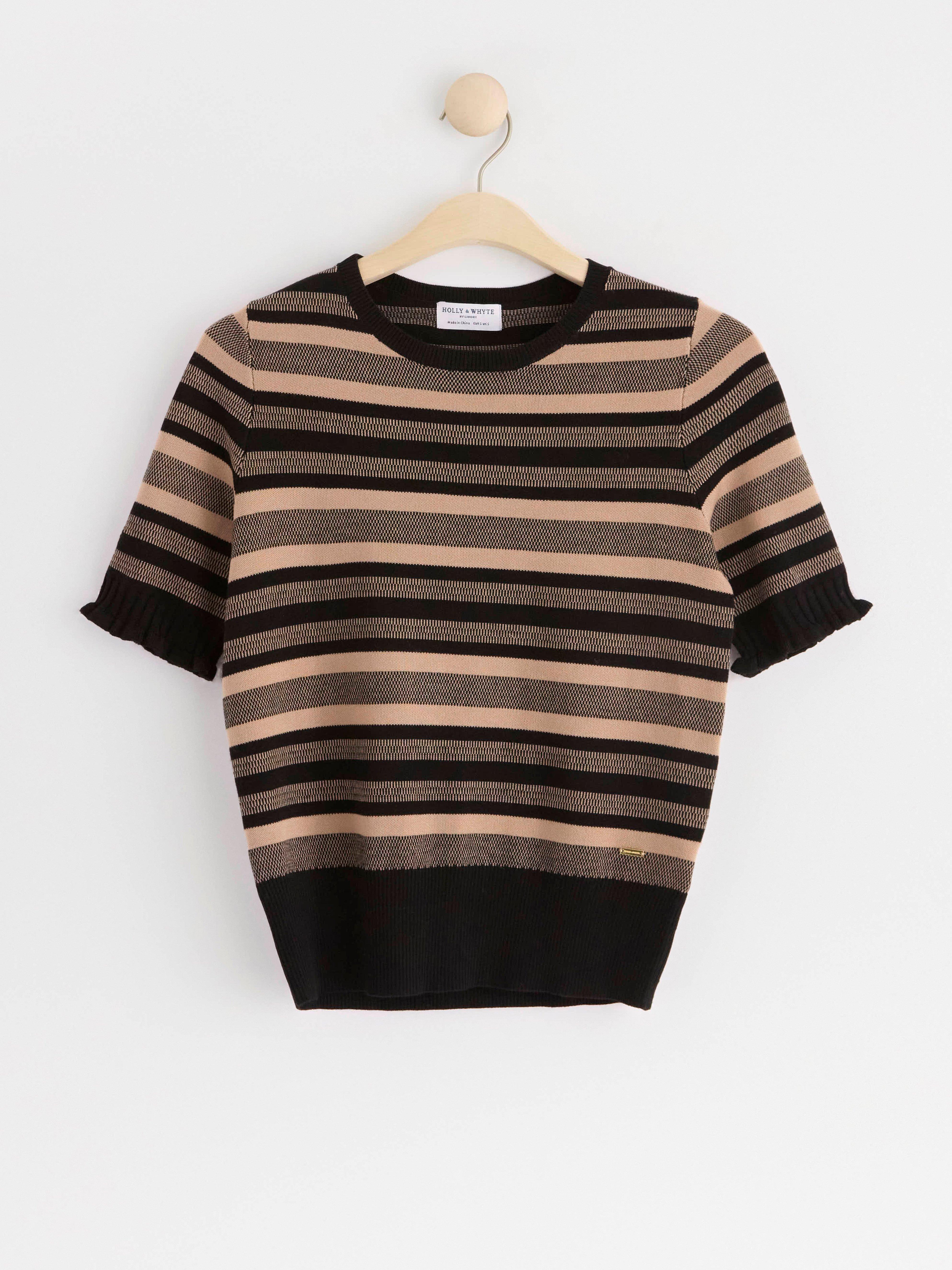 Patterned short sleeve jumper Black