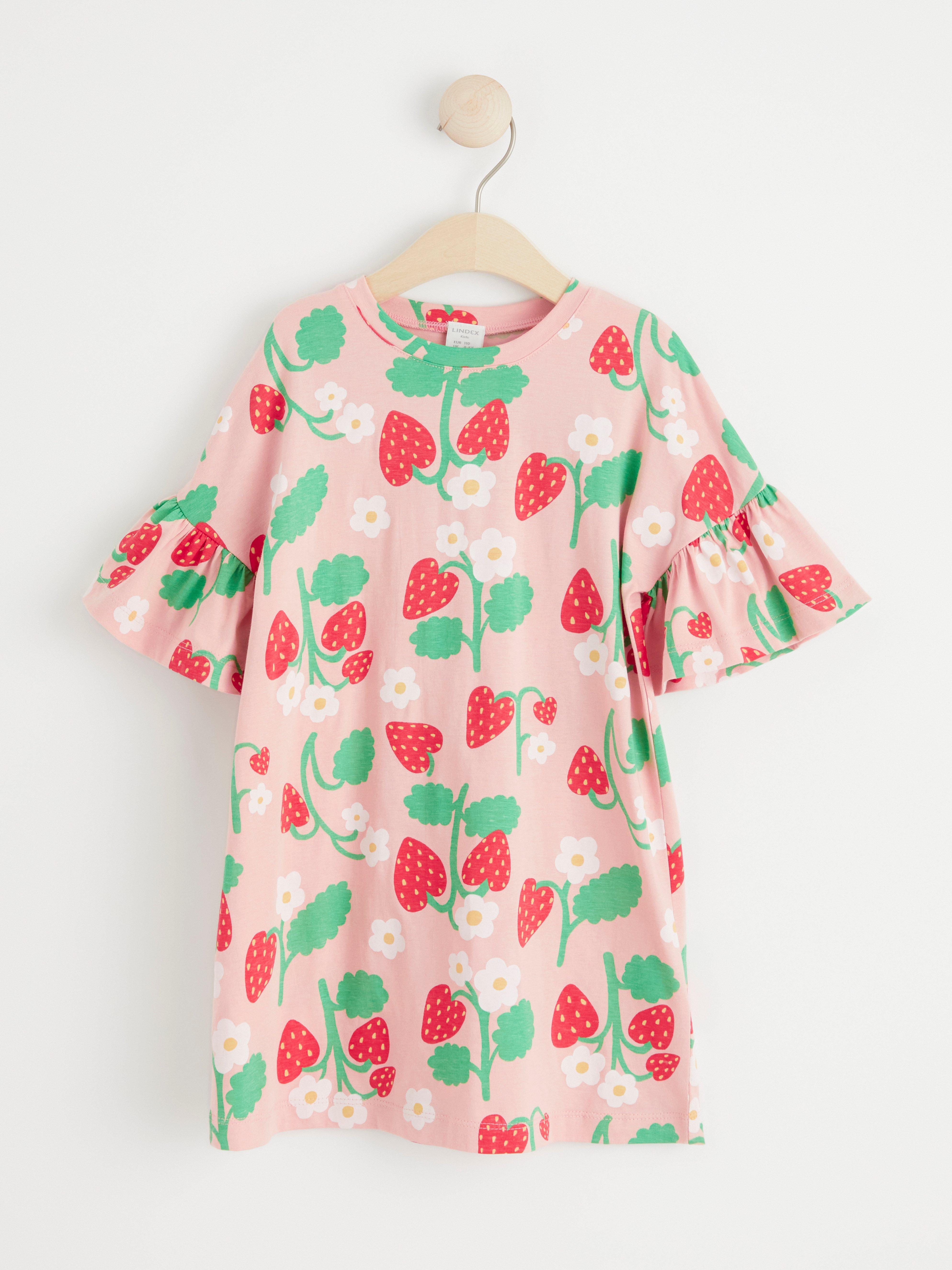 Short sleeve tunic with strawberries Light Pink