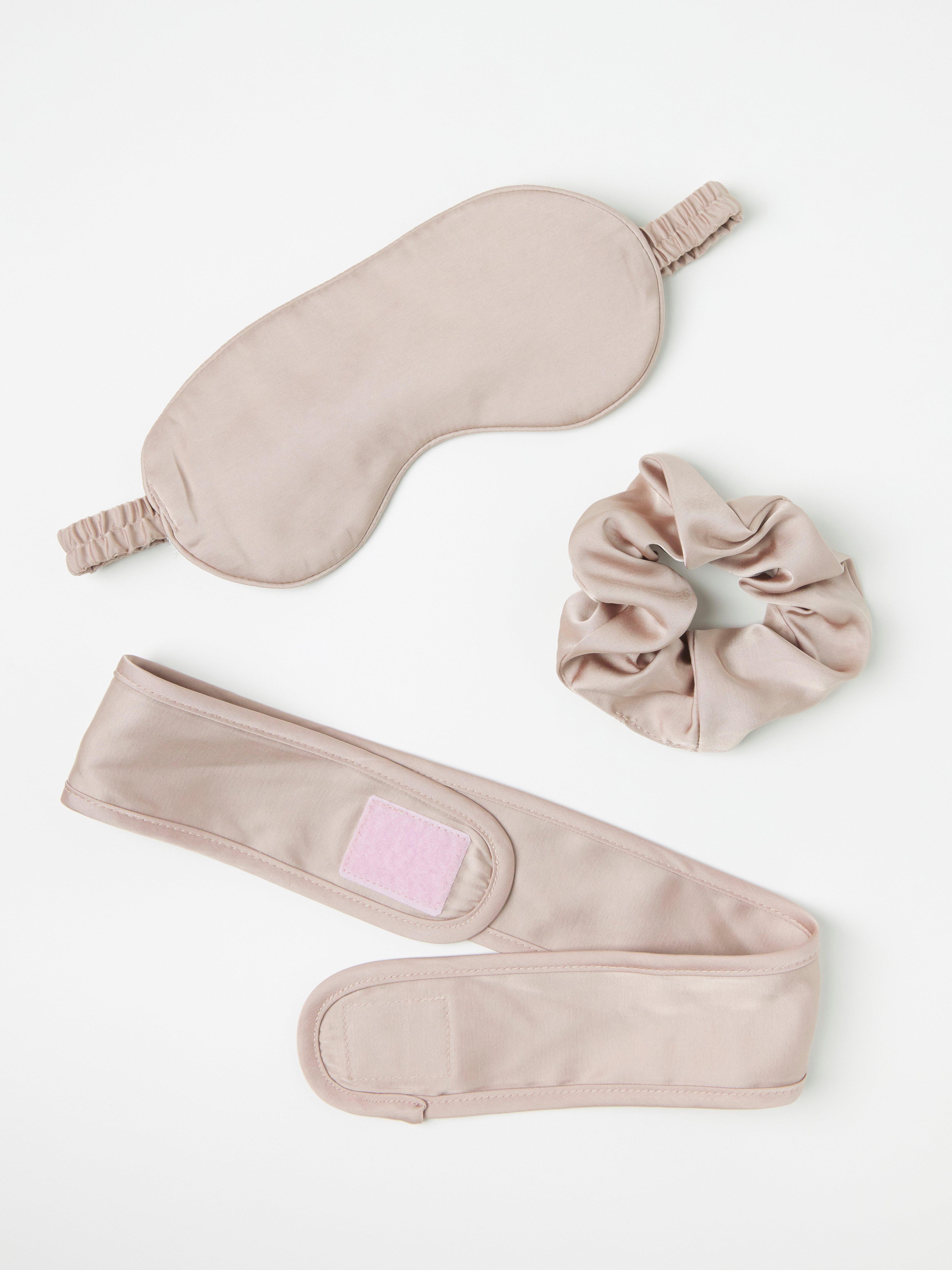 Set with sleep mask, scrunchie and headband Light Dusty Pink